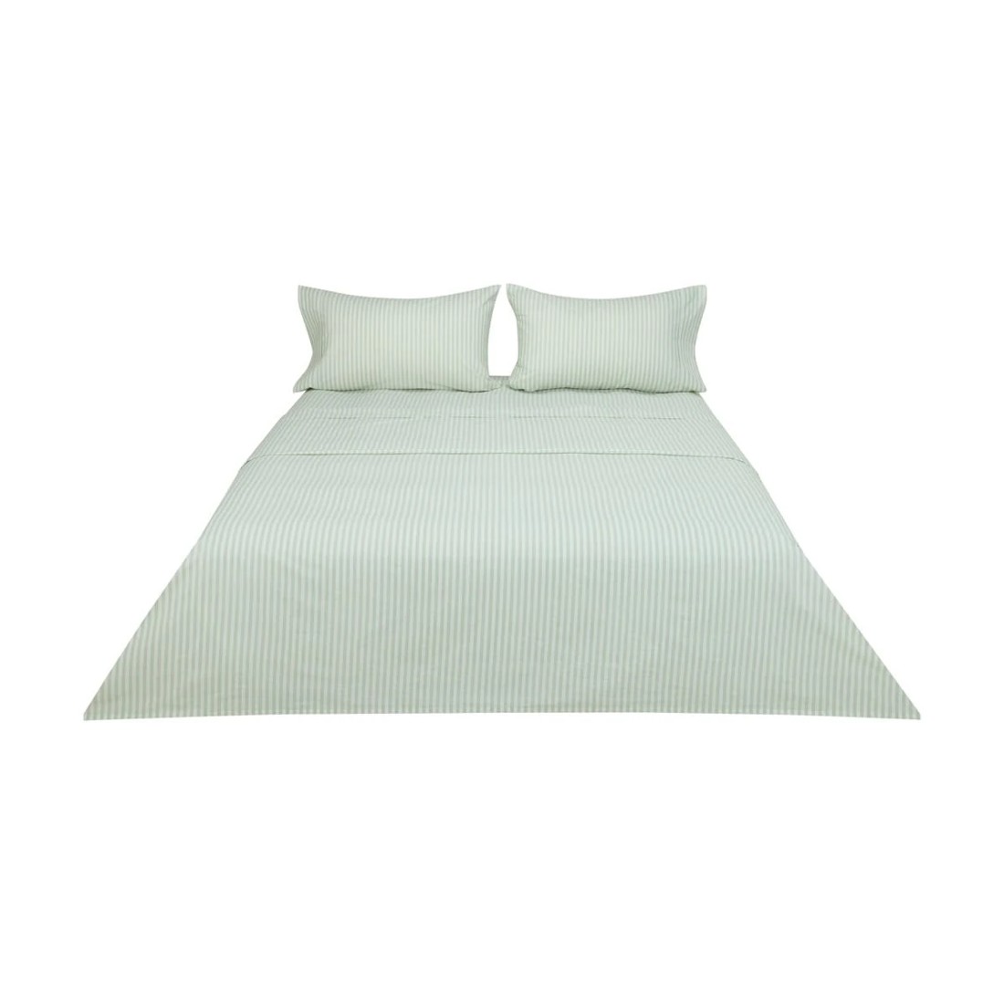 6 250 Thread Count Stripe Cotton Sheet Set - Queen Bed, Sage, 6 of 7