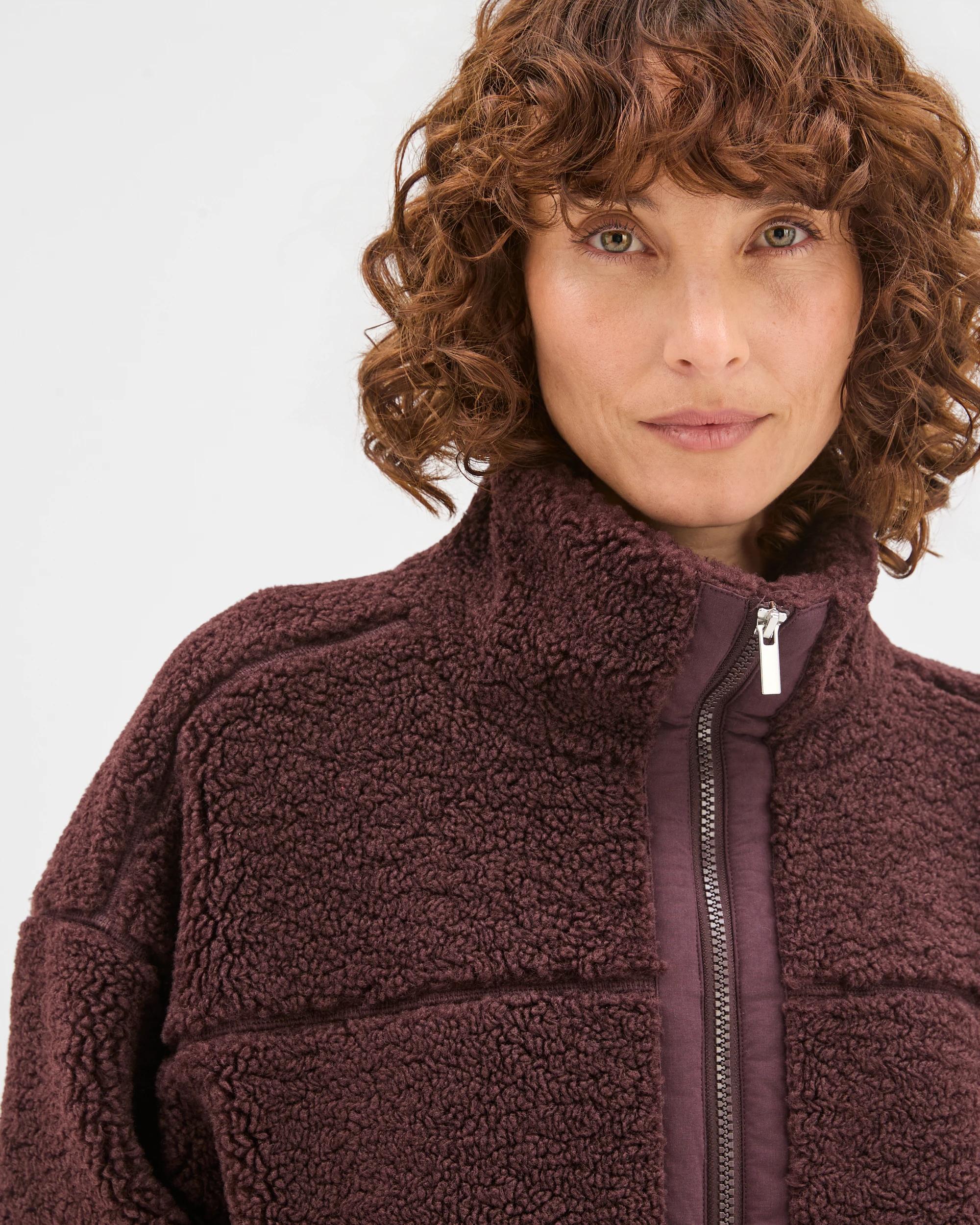 4 Target Woman Relaxed Sherpa Zip Through Jacket RAISIN, 4 of 6