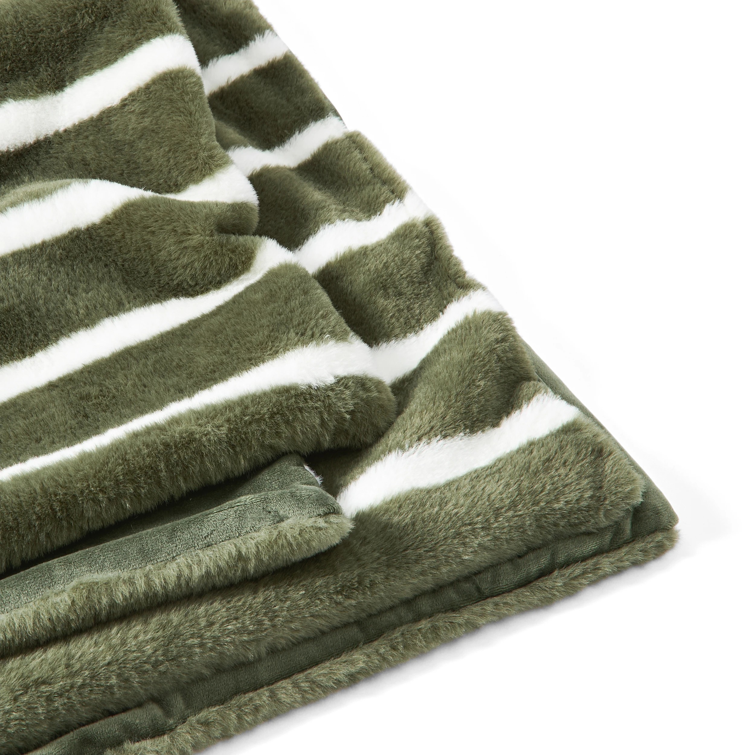 5 Stripe Faux Fur Throw - Green, 5 of 6