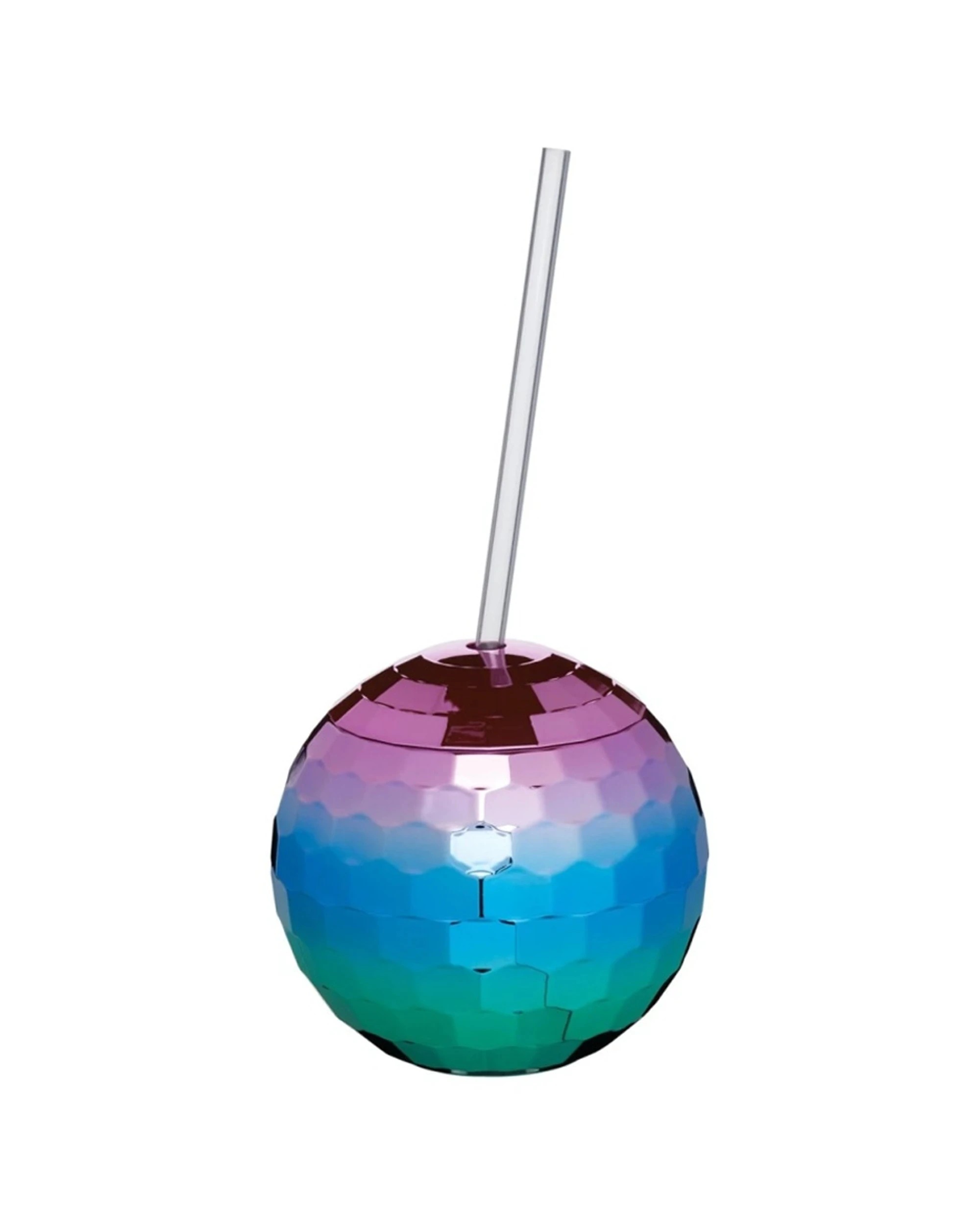 1 BarCraft Novelty Disco Ball Cocktail Drinking Cup With Screw-On Lid 560ml - Multi, 1 of 6