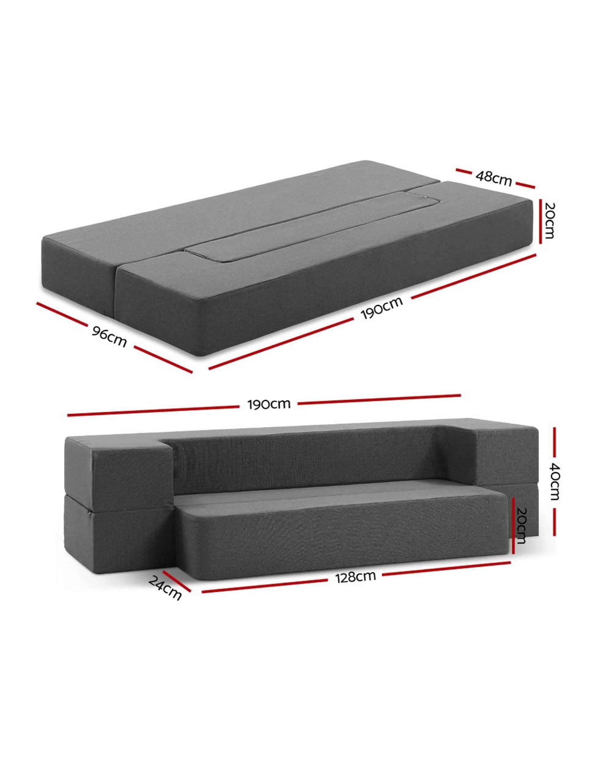 2 Giselle Bedding Foldable Mattress Folding Foam Sofa Bed Chair
 - Grey, 2 of 2