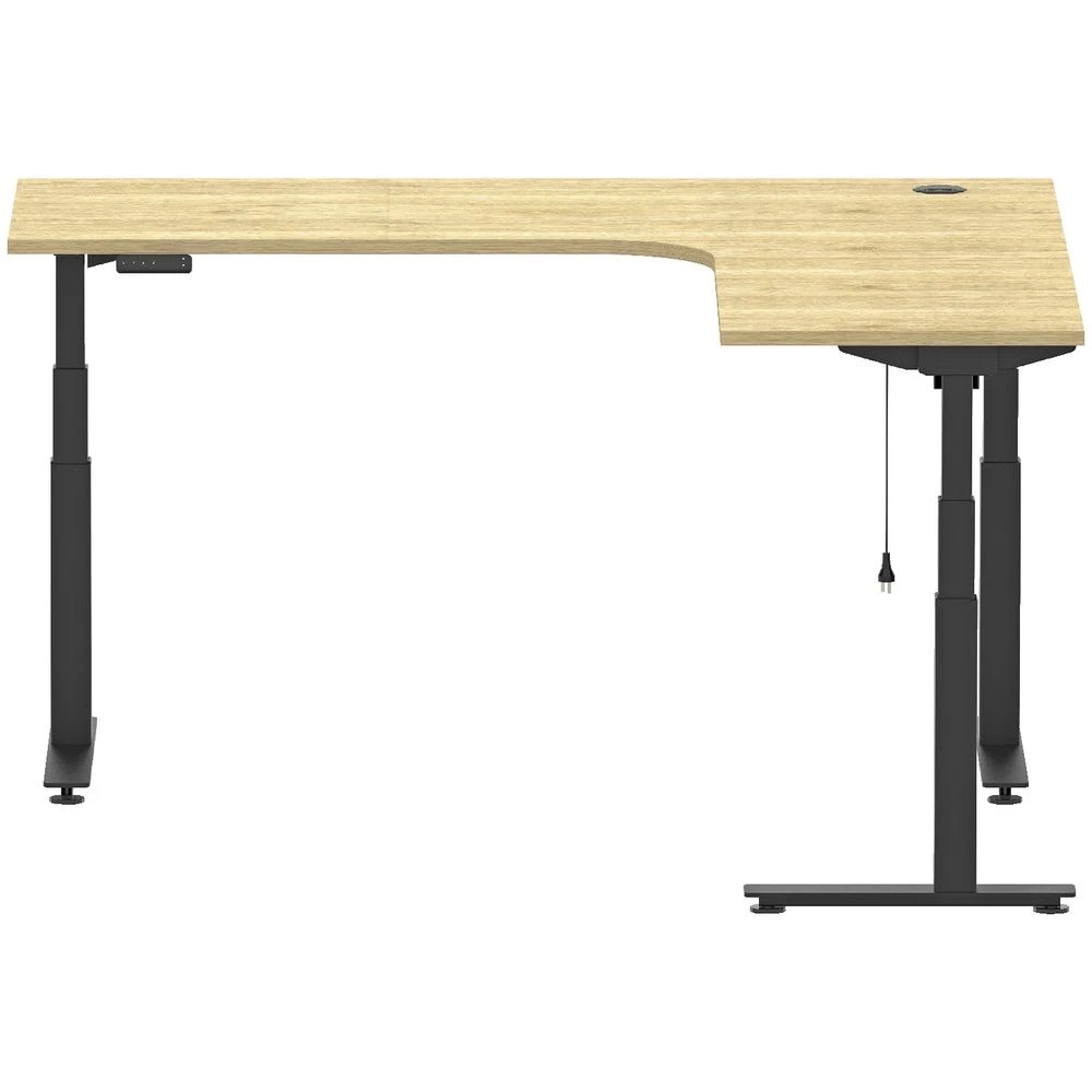 2 Stilford S2 Electric Radius Workstation 1800mm Black/Oak Desks, Tables and Workstations, 2 of 4