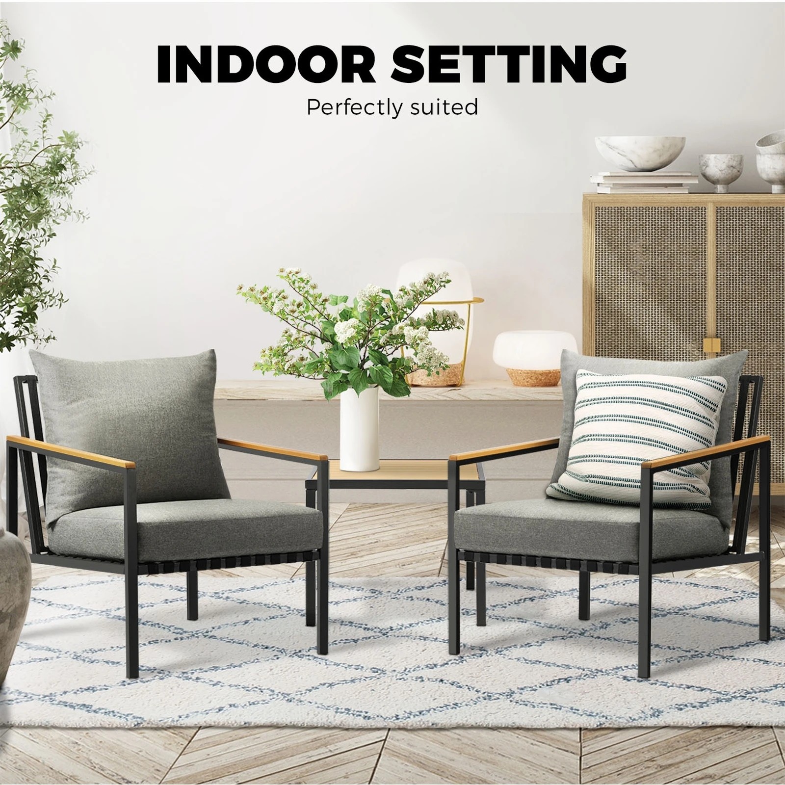 2 Livsip Outdoor Furniture 3 Piece Setting Garden Bistro Set Dining Chairs Patio
 - Multi, 2 of 10