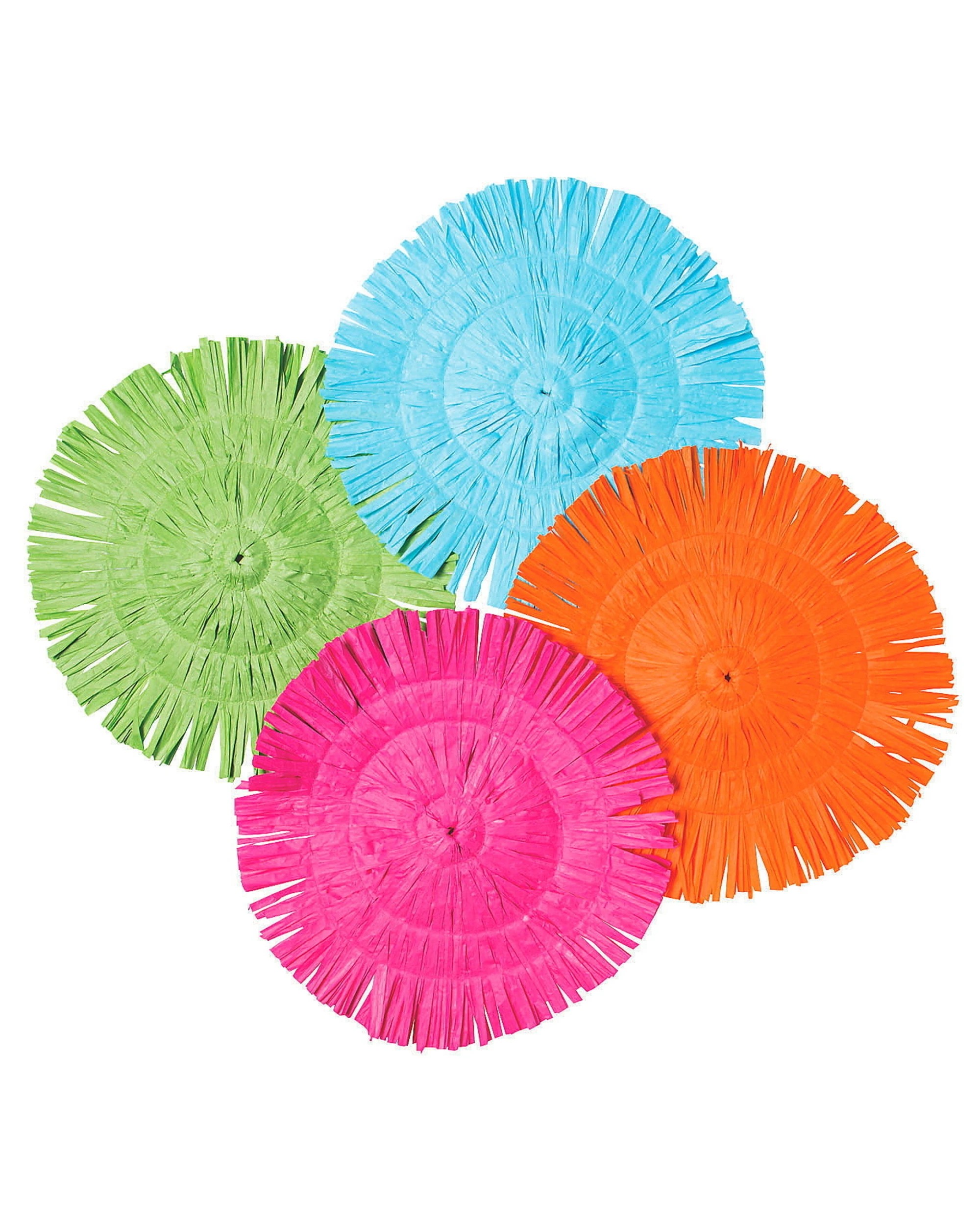 1 Oriental Trading Bright Round Luau Fringe Decorations Pack of 12 - Multi, 1 of 1