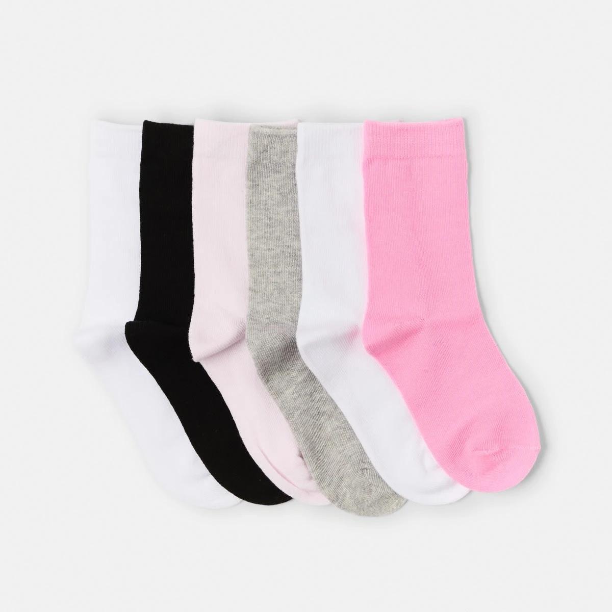 1 7 Pack Crew Socks PINK MULTI, 1 of 3