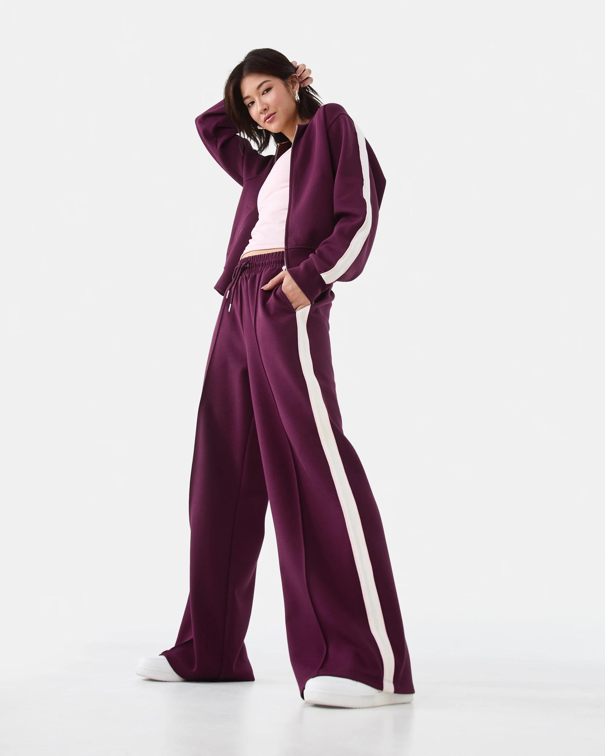 3 Active Womens Retro Wide Leg Trackpants Royal Burg, 3 of 9