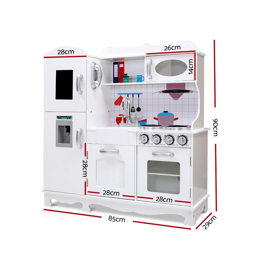 2 Keezi Kids Kitchen Play Set en Pretend Toys Cooking Children Storage - White, 2 of 6