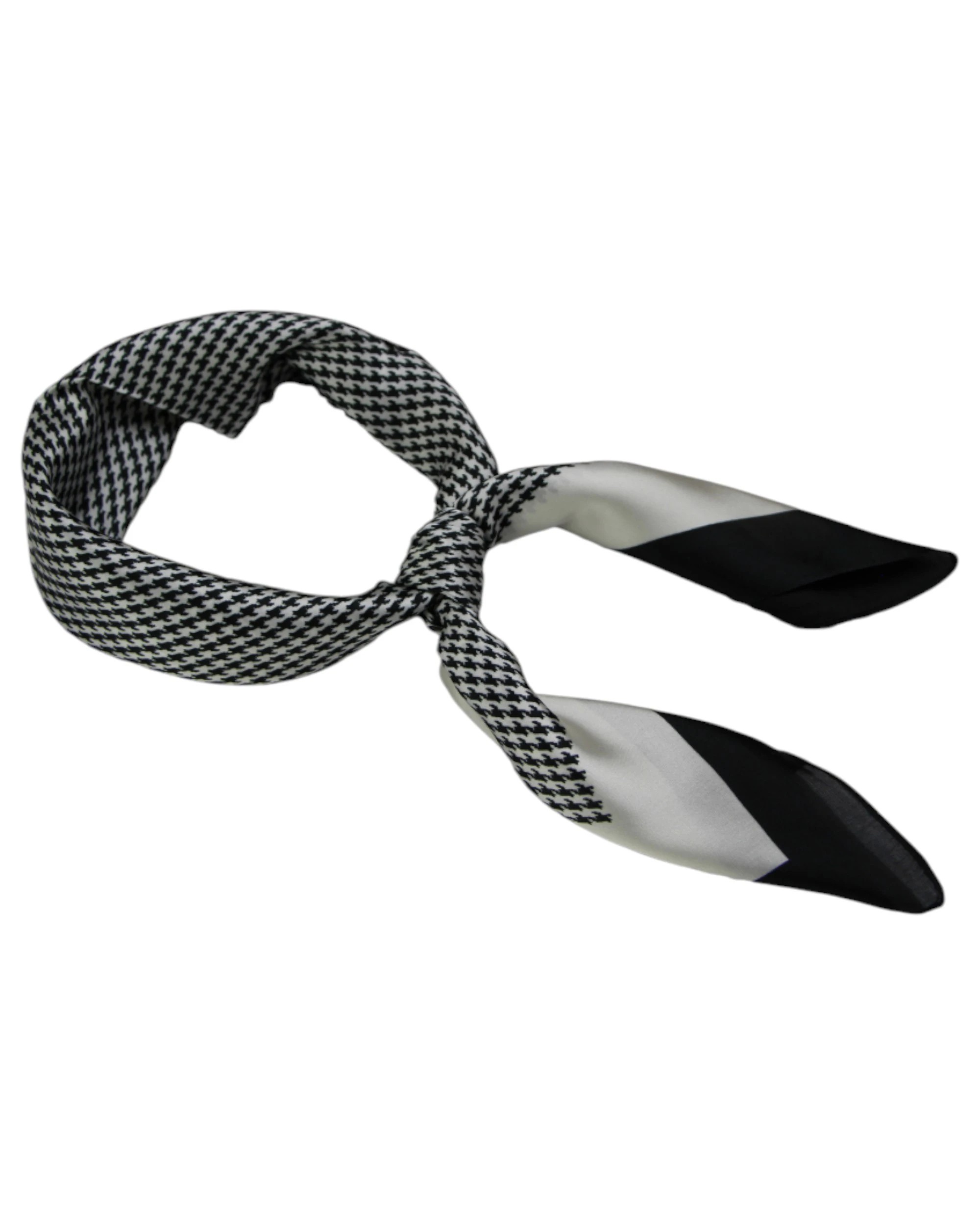 1 Zasel Womens White & Black Houndstooth Silk Feel Soft Neck Scarf - Multi, 1 of 1