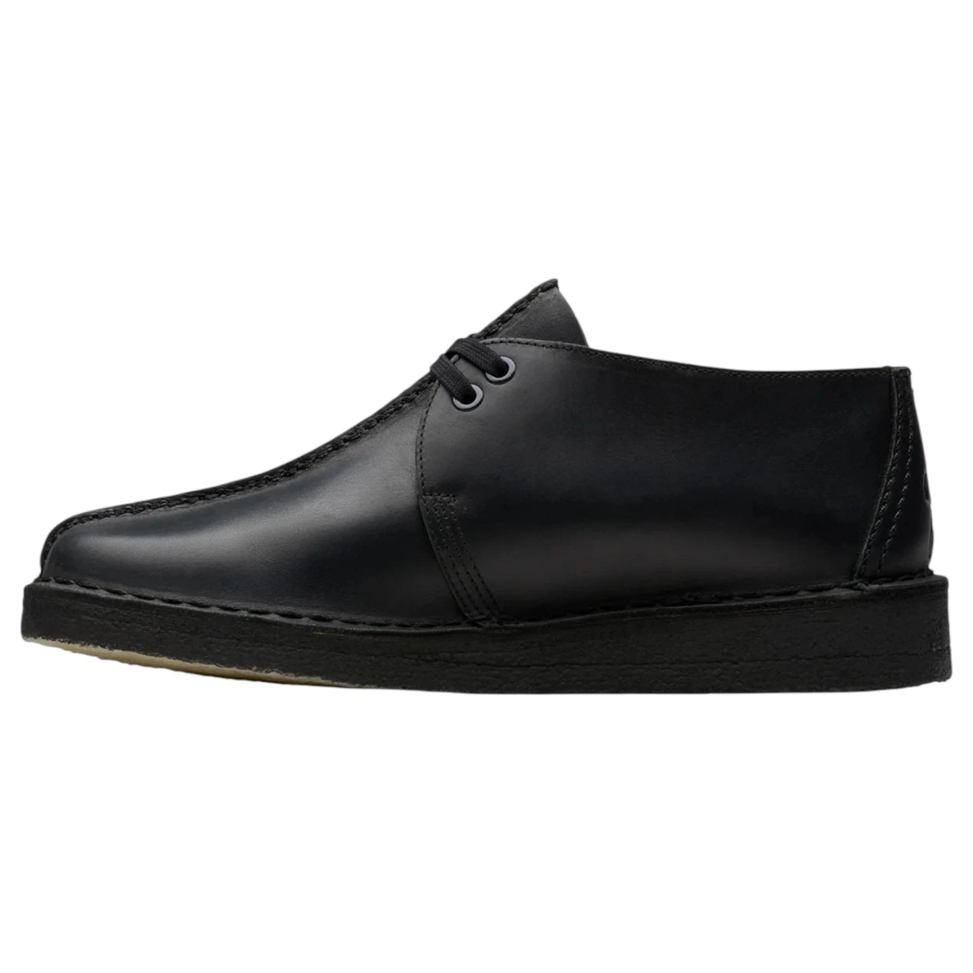 2 Clarks Mens Desert Trek Formal Smooth Leather Lace Up Shoes BLACK, 2 of 6