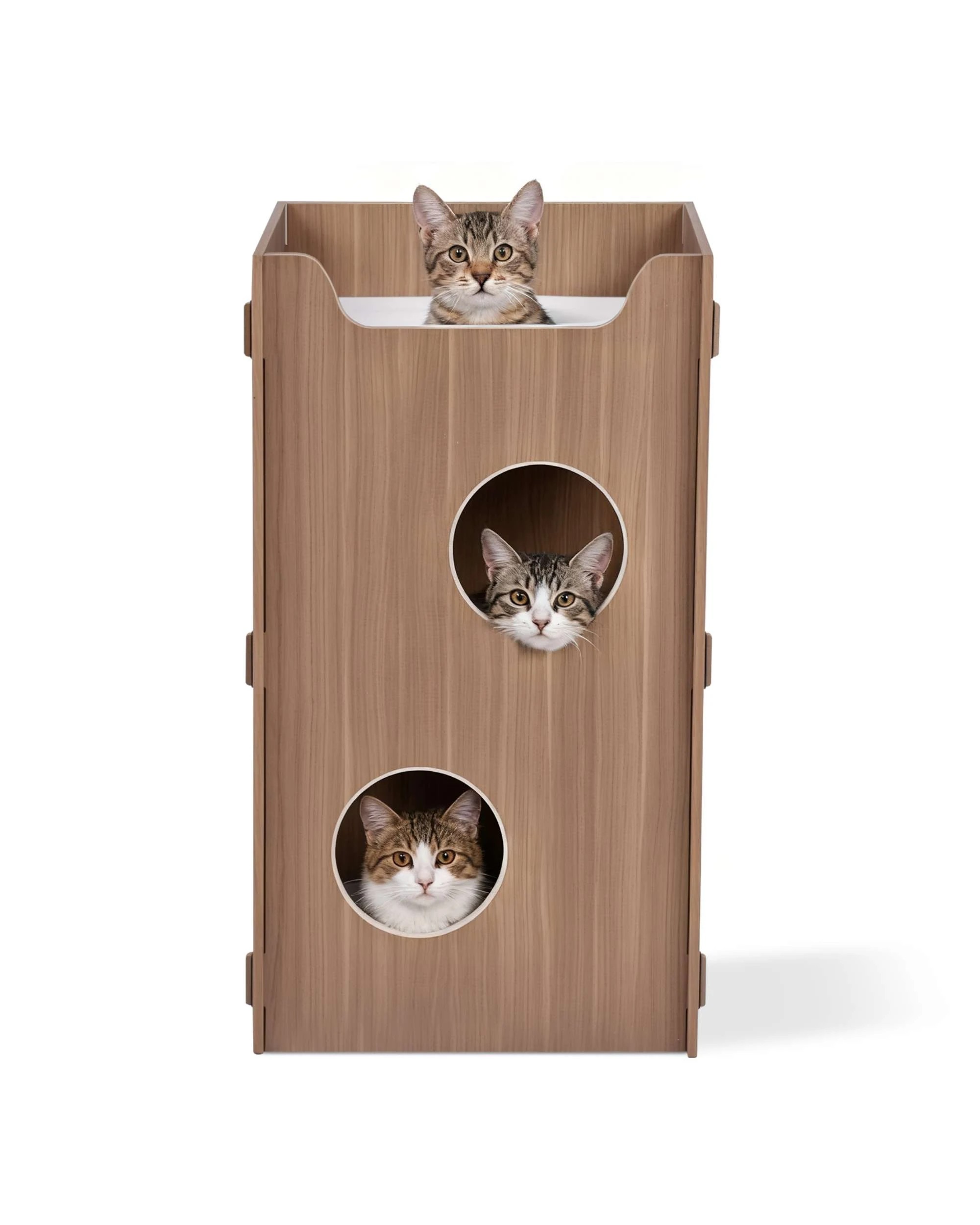 1 Advwin Wooden Cat House Tree Hole Warm Pet Bed Double Bucket Style Cat Sleeping Cave, 1 of 8