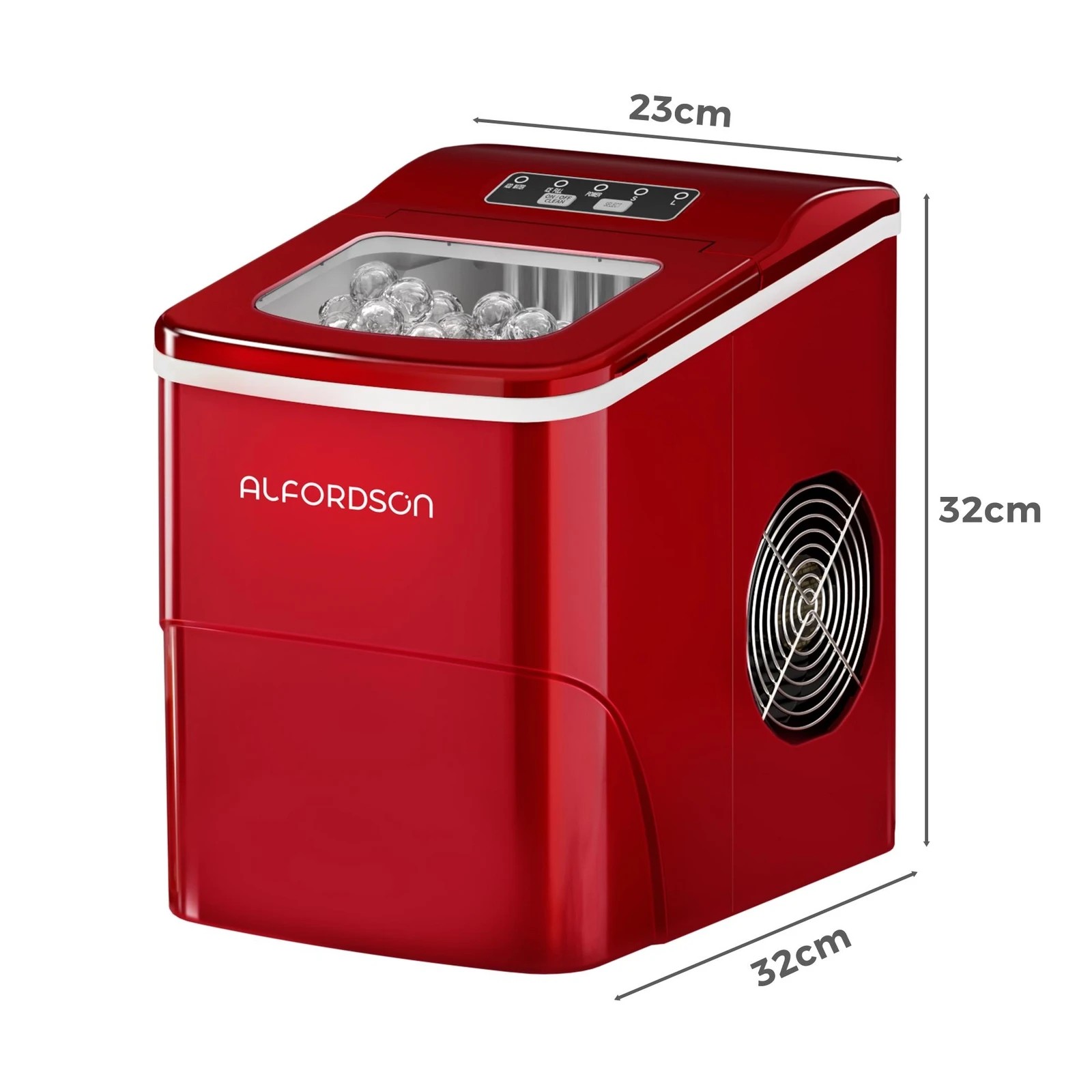 9 Alfordson Ice Maker Machine Commercial Portable 12kg Ice Cube Tray 2.2L - Red, 9 of 10