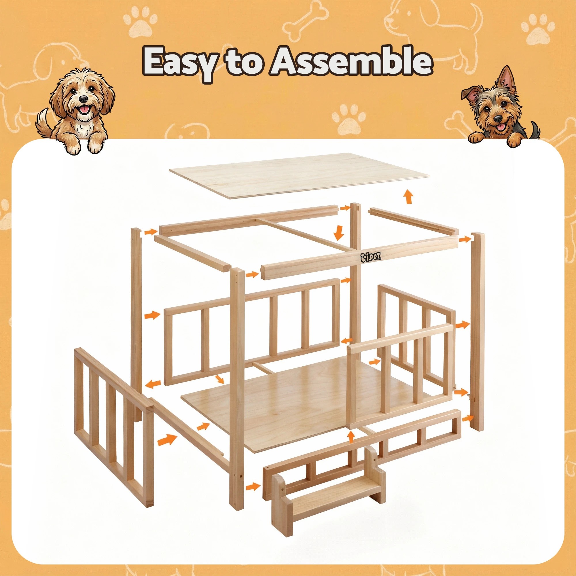 6 i.Pet 2in1 Dog Kennel Crate Furniture Bedding en House Indoor - Natural, 6 of 6