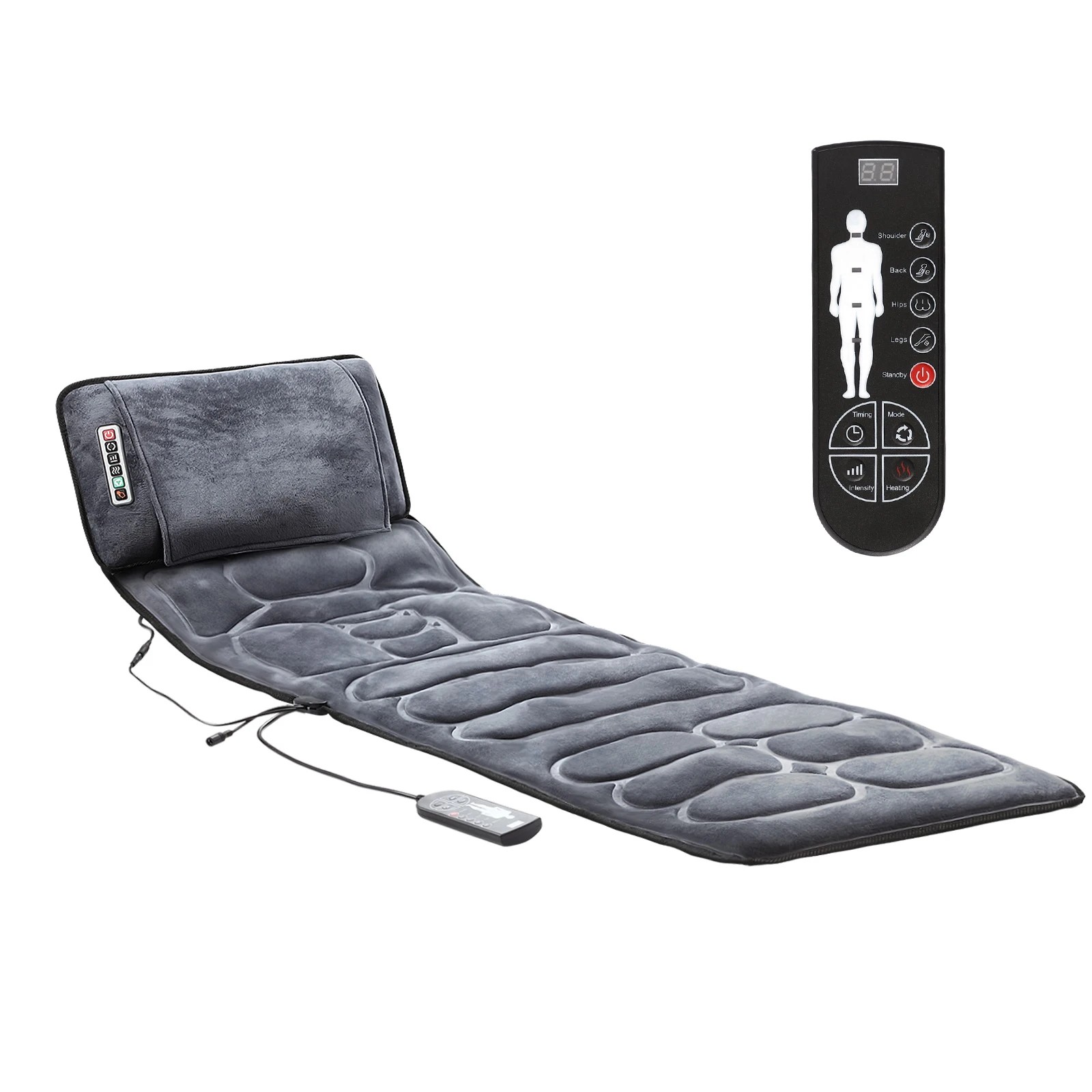 5 HOMASA Heated Massage Mat Full Body Vibration Electric Heating Pad Shiatsu Neck Shoulder Leg Massager 10 Motors Chair, 5 of 7