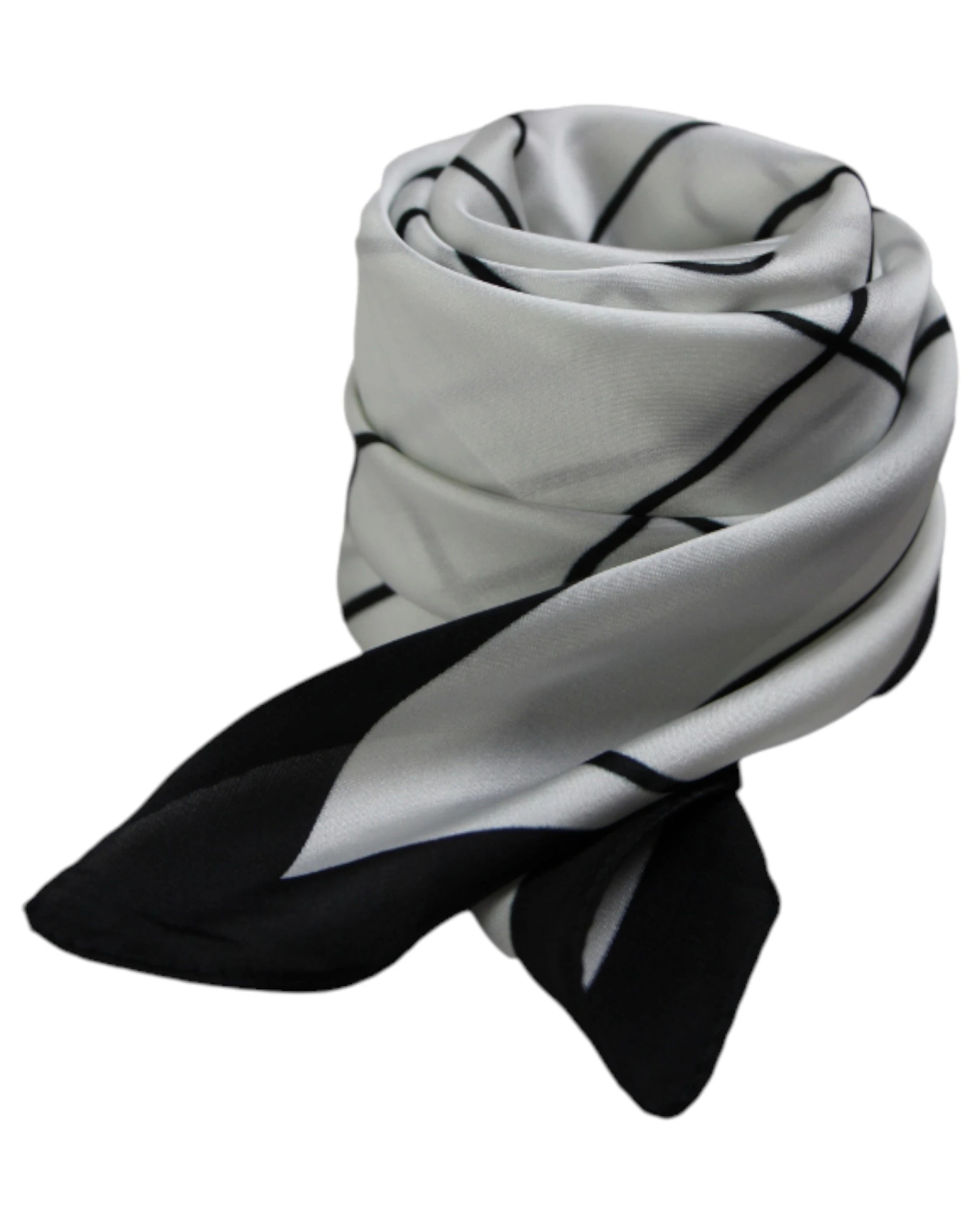 2 Zasel Womens White & Black Maze Silk Feel Soft Neck Scarf - Multi - Multi, 2 of 4