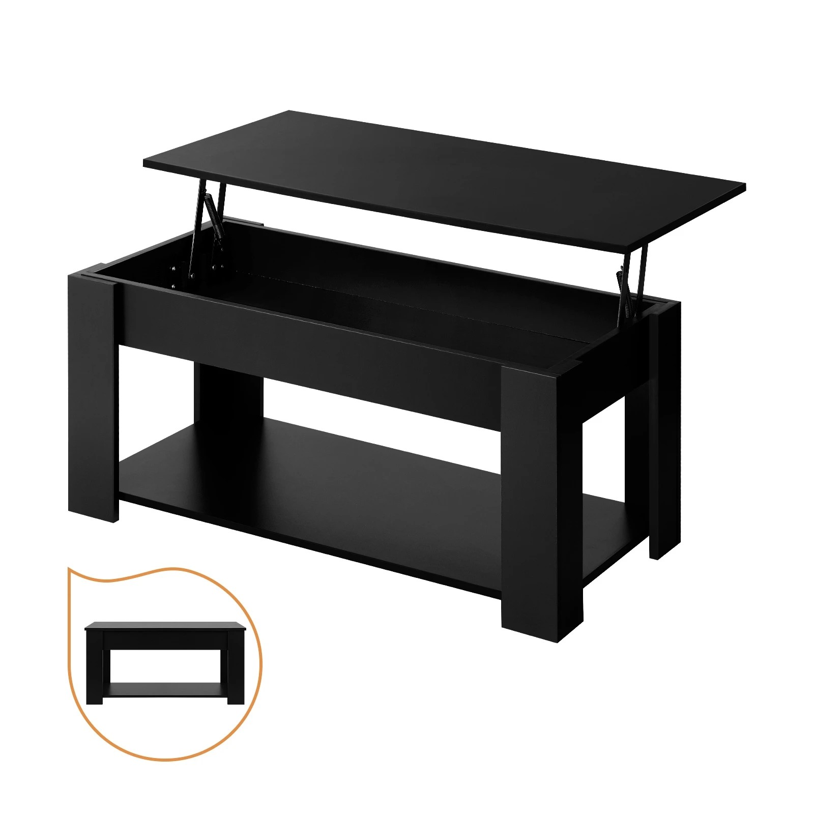6 Oikiture Coffee Table Lift Up Top Modern Tables Hidden Book Storage
 - Black, 6 of 10