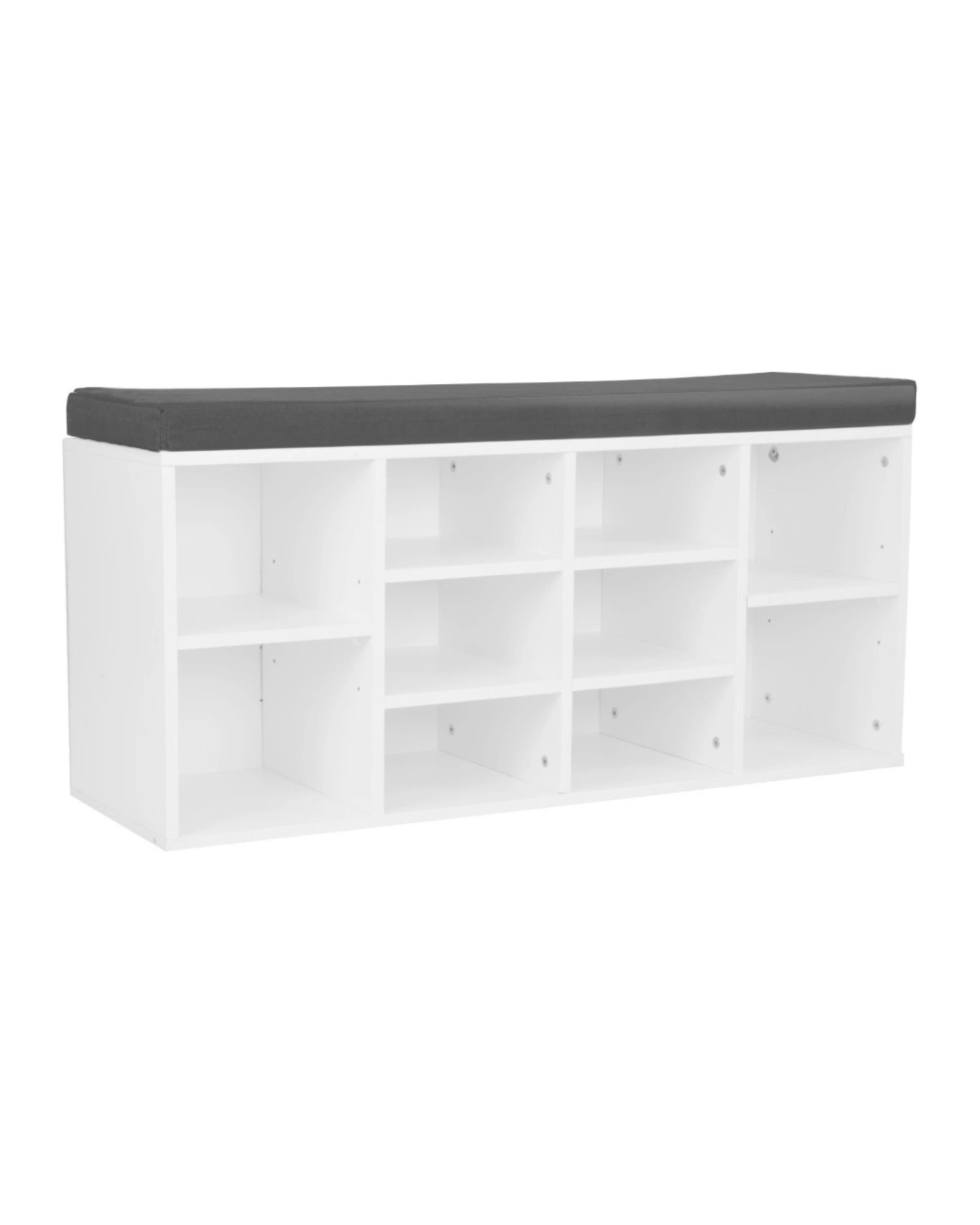 1 Shoe Rack Cabinet Organiser Grey Cushion - 104 X 30 X 45 - White, 1 of 8