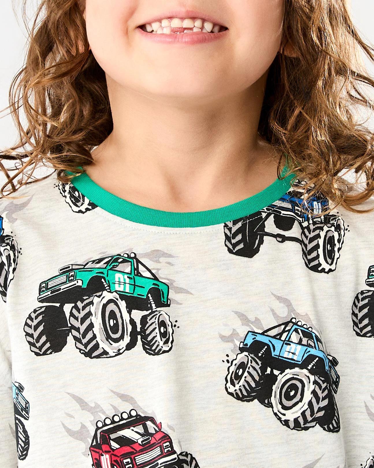 4 Short Sleeve Jersey Pyjama Set Gry Truck, 4 of 8