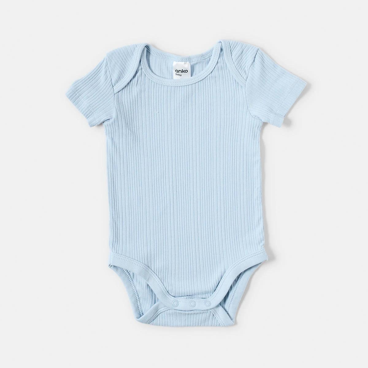 3 5 Pack Short Sleeve Bodysuits Blue, 3 of 10
