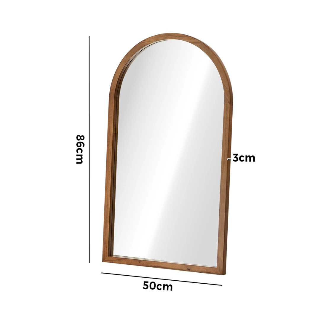2 Oikiture Arched Wall Mirrors Vanity Home Decor Makeup Mirror 86x50cm - Brown, 2 of 9