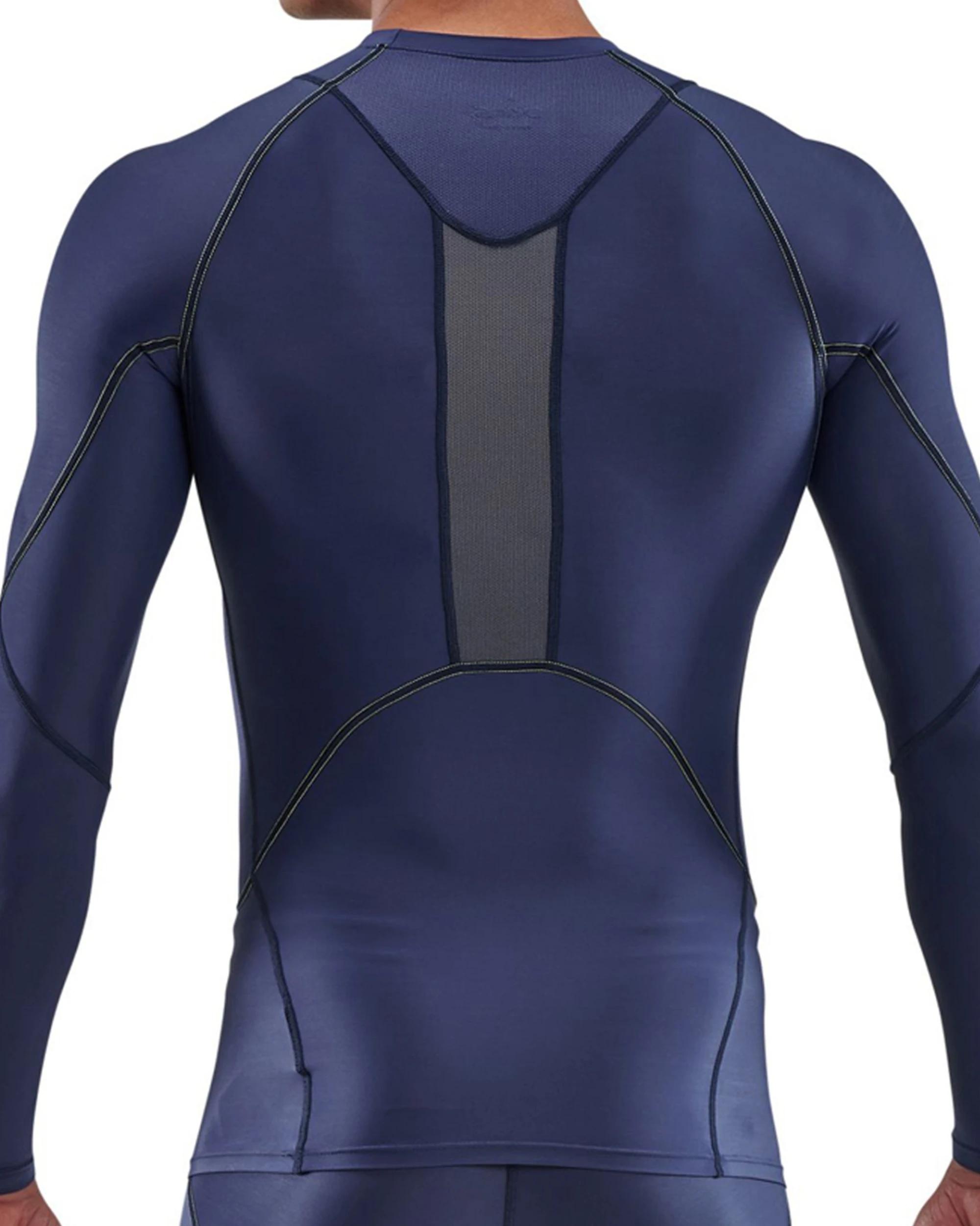 4 SKINS Compression Men's Series-3 Running/Gym Long Sleeve Top NAVY BLUE, 4 of 5