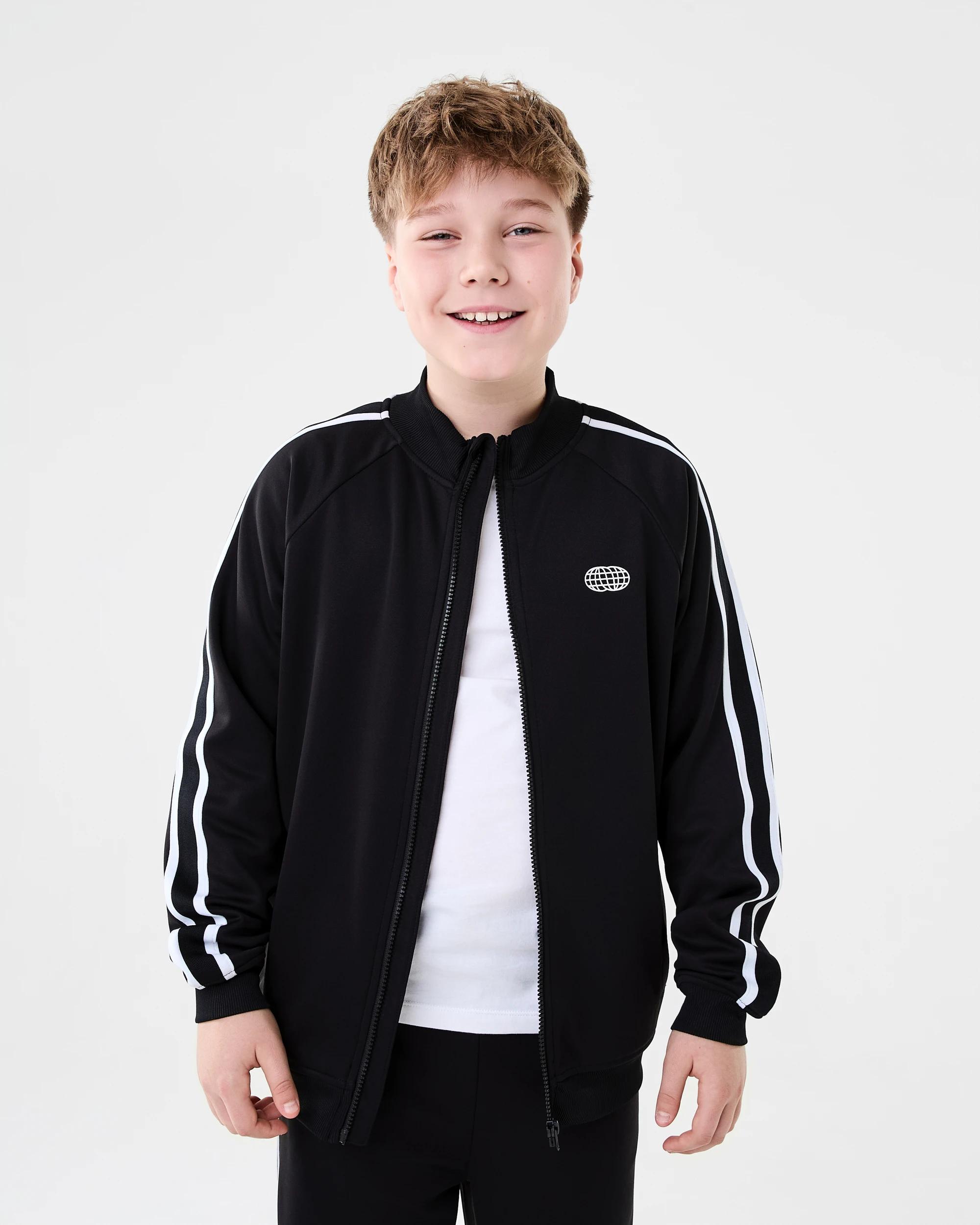 1 Tricot Zip Through Sweatshirt Blk Globe, 1 of 9