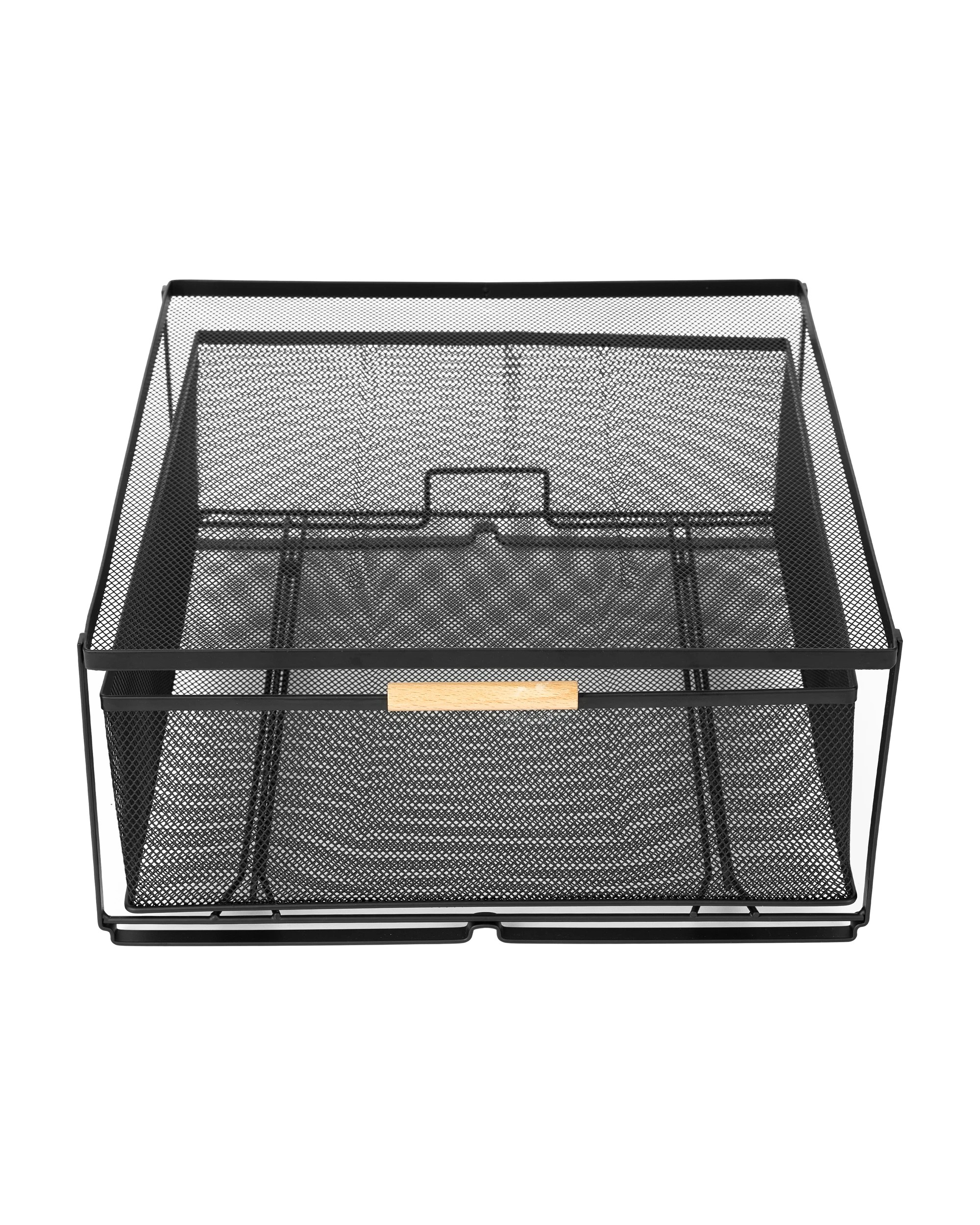 3 1 Drawer Wide Mesh Organiser - Black, 3 of 5