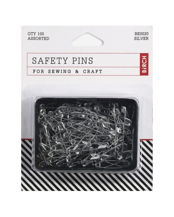 Birch 100 Pack Assorted Safety Pins Silver Look Kmart