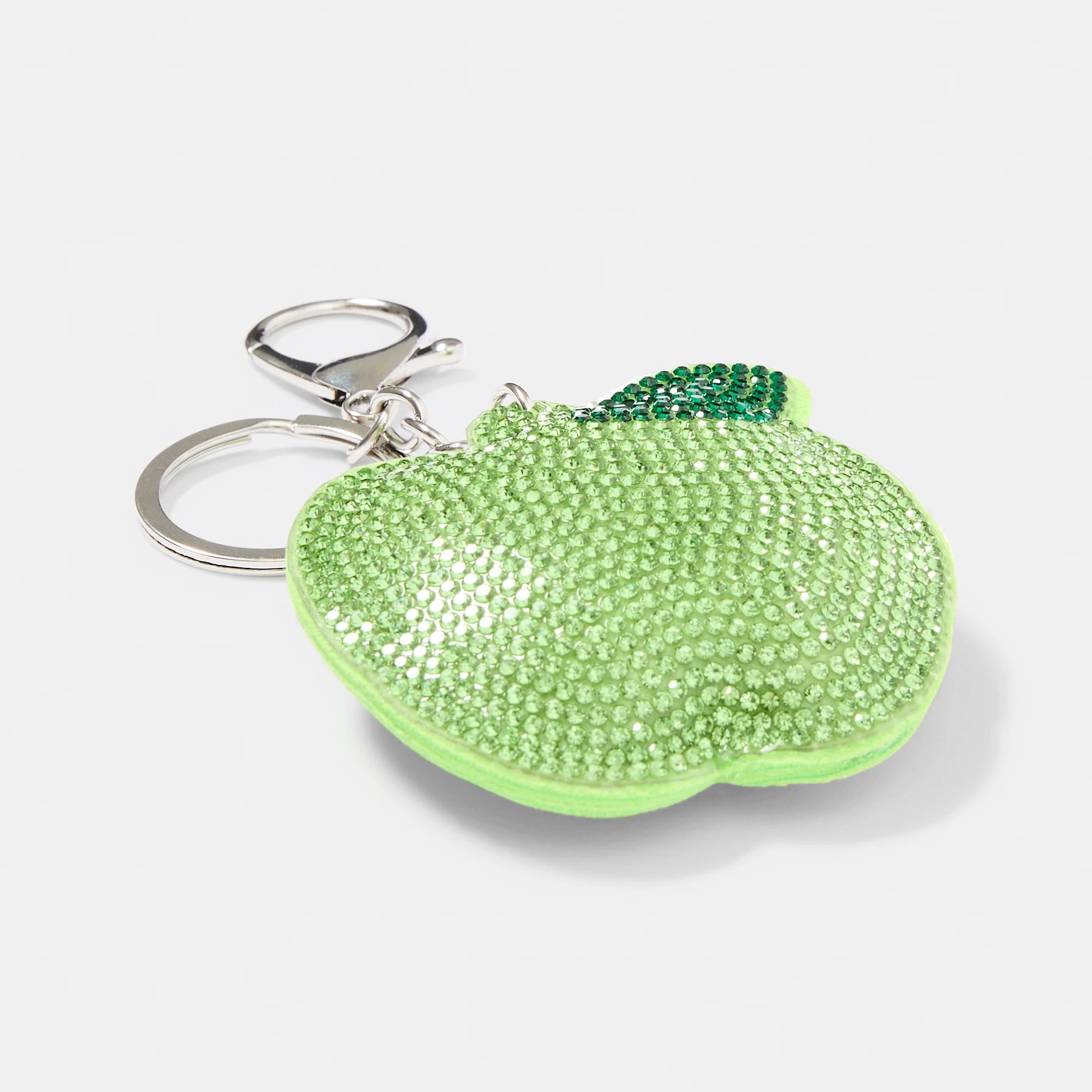 2 Sparkle Apple Bag Charm Keyring - Silver Tone, 2 of 3