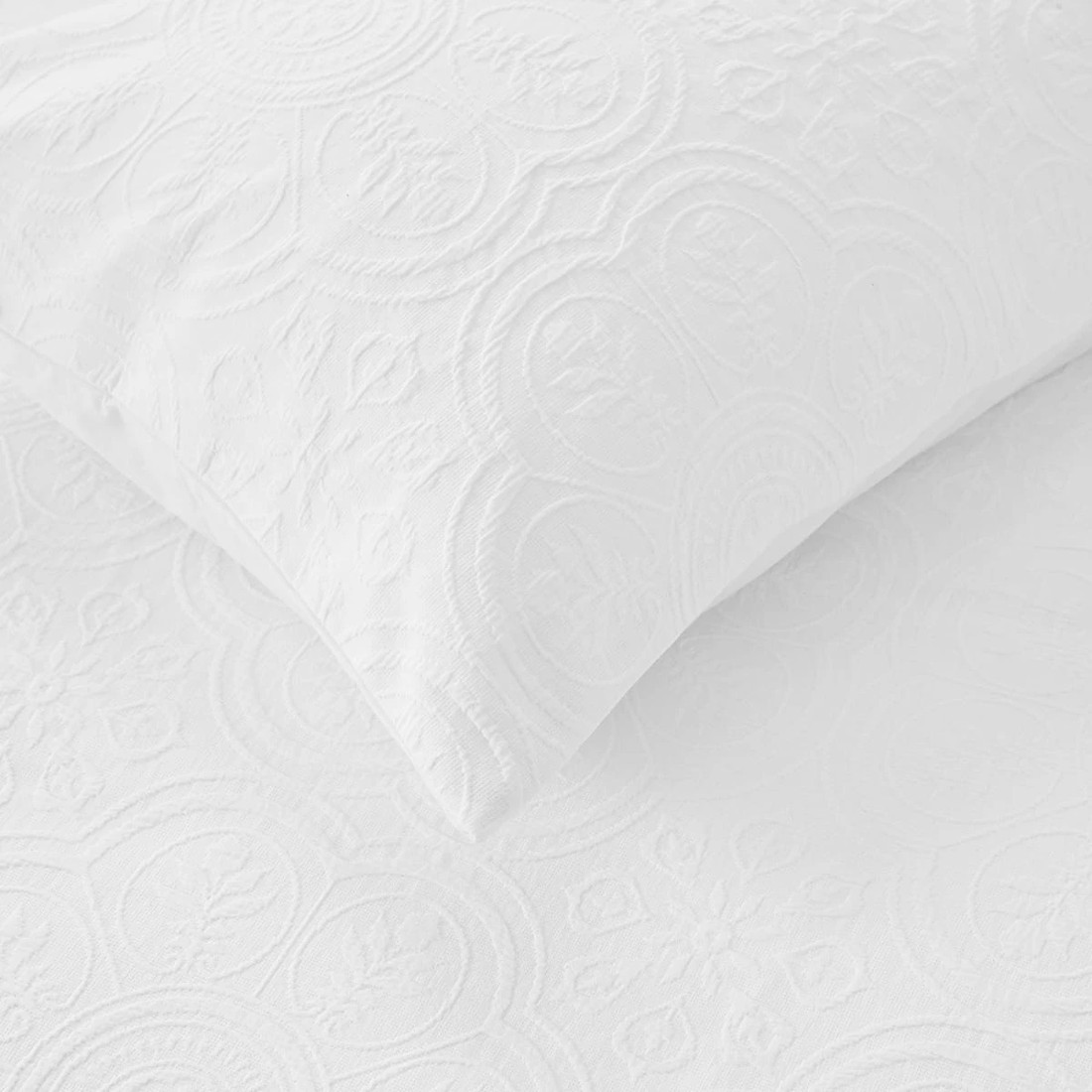 3 Aura Cotton Quilt Cover Set - Queen Bed, White, 3 of 6