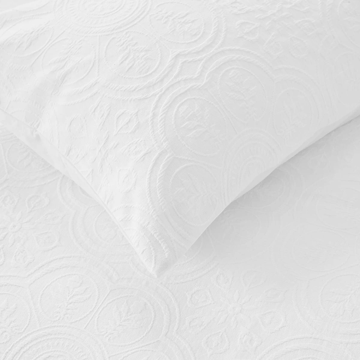 3 Aura Cotton Quilt Cover Set - Queen Bed, White, 3 of 6