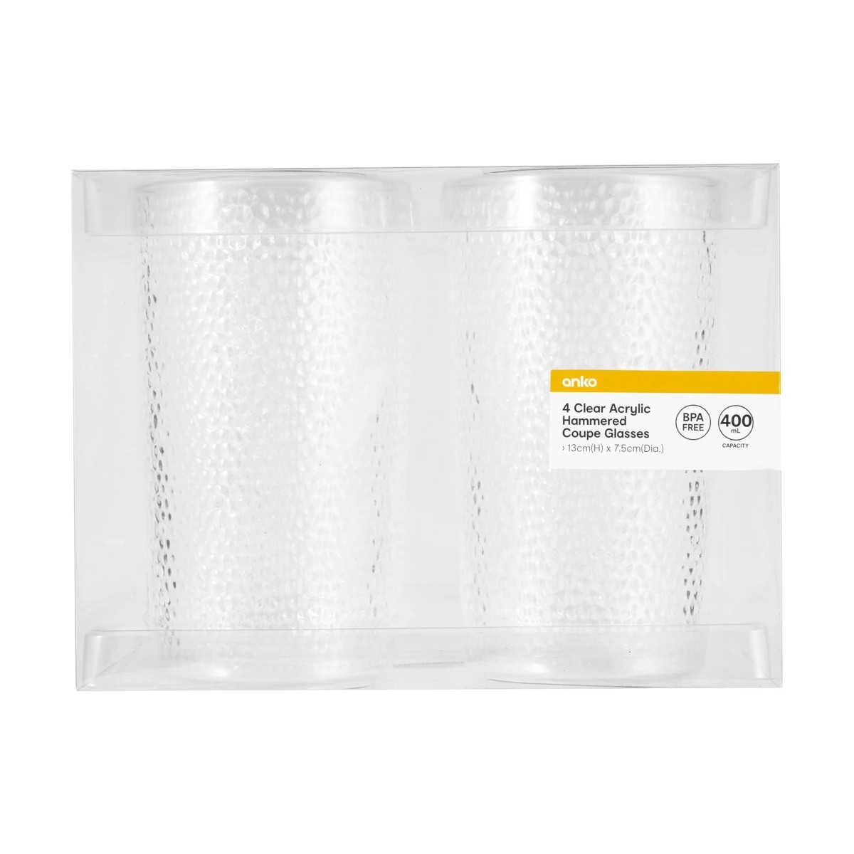 4 4 Clear Acrylic Hammered Coupe Glasses, 4 of 5