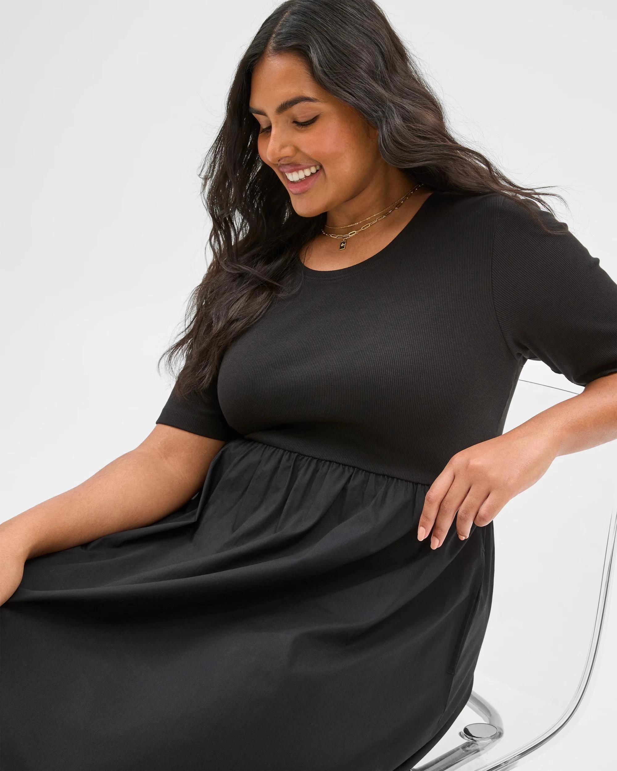 4 Target Curve Plus Size Knit/Woven Dress BLACK, 4 of 7