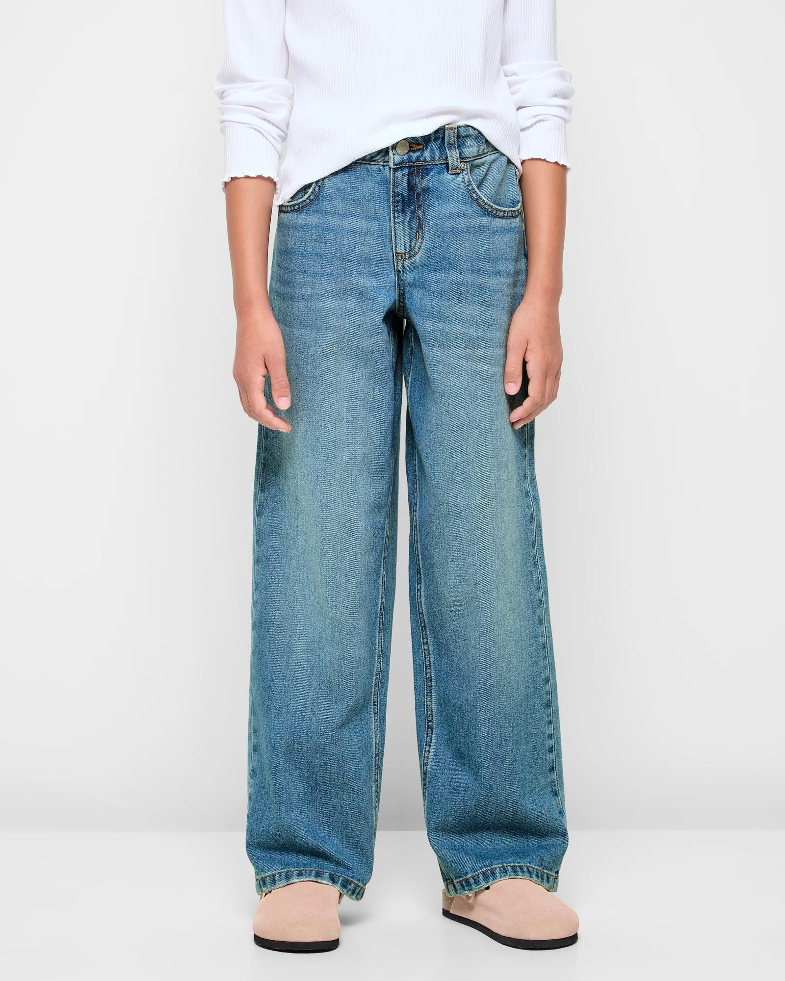 1 Target Wide Leg Denim Jeans MID WASH, 1 of 5