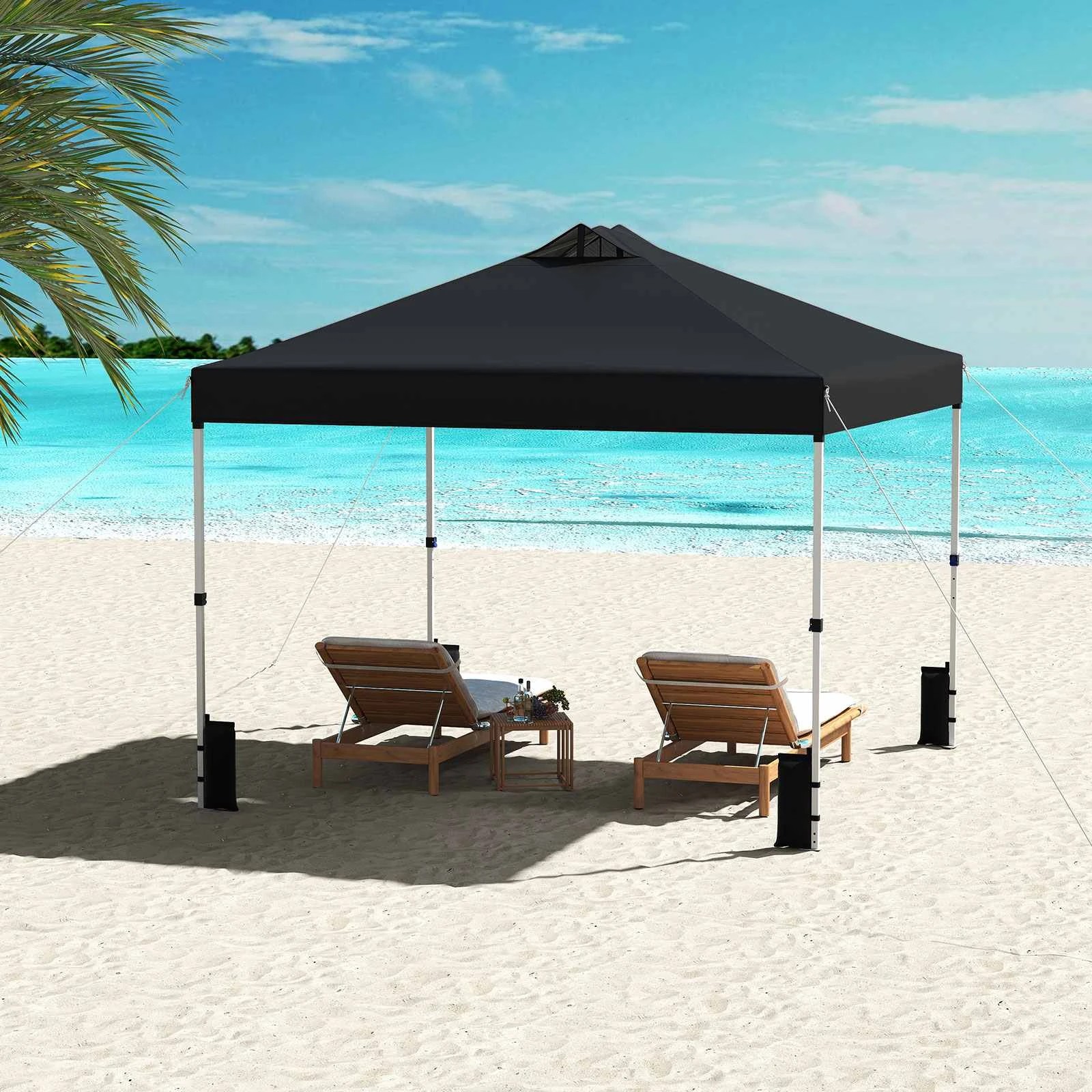 2 Costway 3x3M Pop Up Canopy Tent Instant Gazebo Metal Portable Sunshade Shelter - Black, 2 of 2