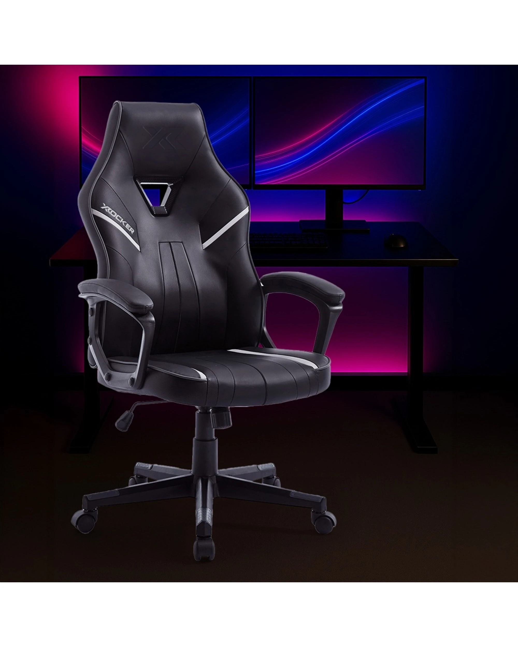 2 X-Rocker Tempest Office Gaming Chair Ergonomic Adjustable Height Seat - Black, 2 of 2