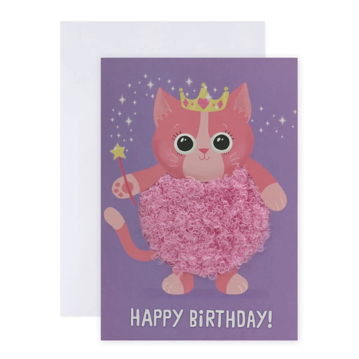 1 Hallmark Birthday Card For Girl - Fuzzy Kitty Cat, 1 of 3