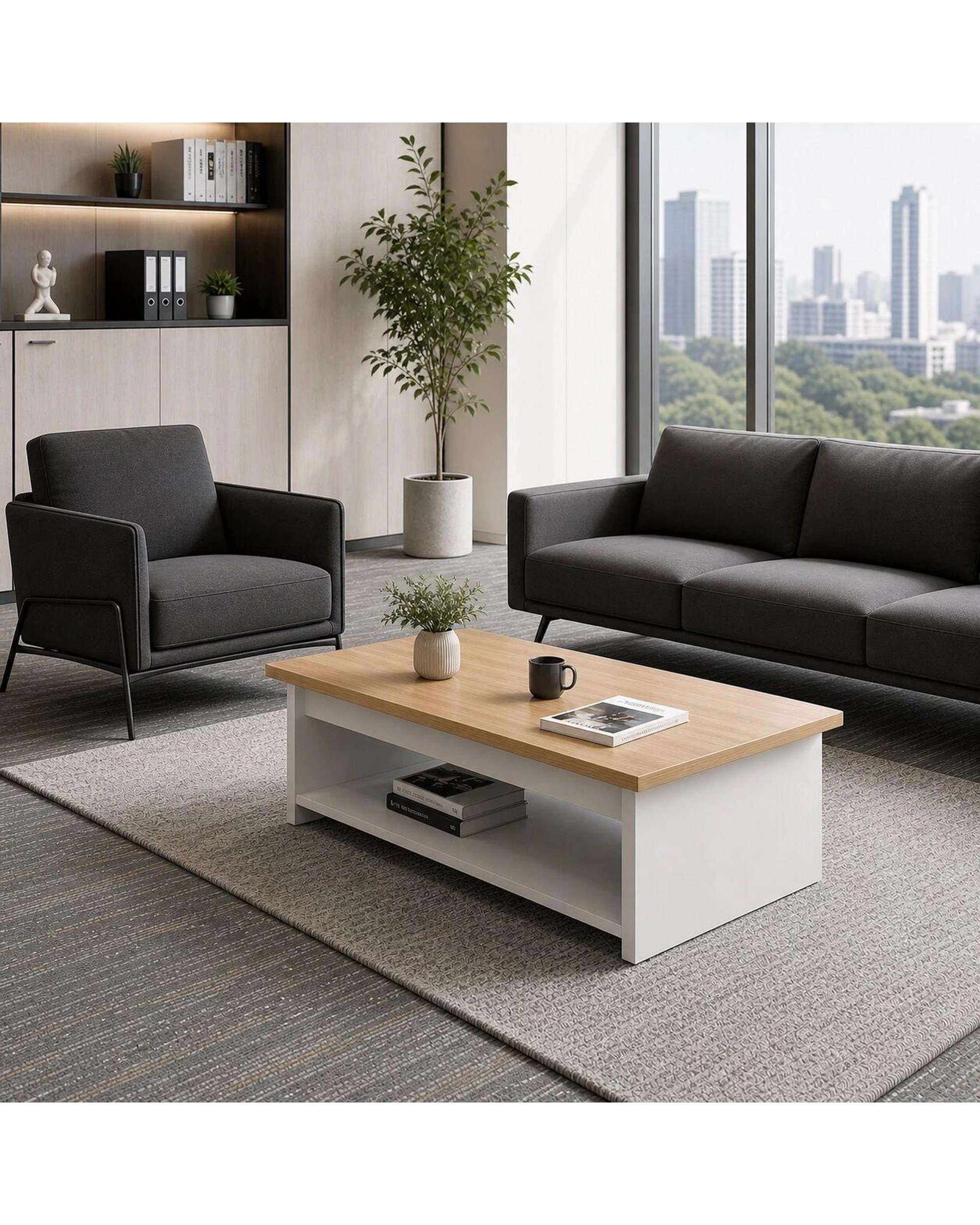 5 Esma Coffee Table Rhine Light Oak and White, 5 of 5