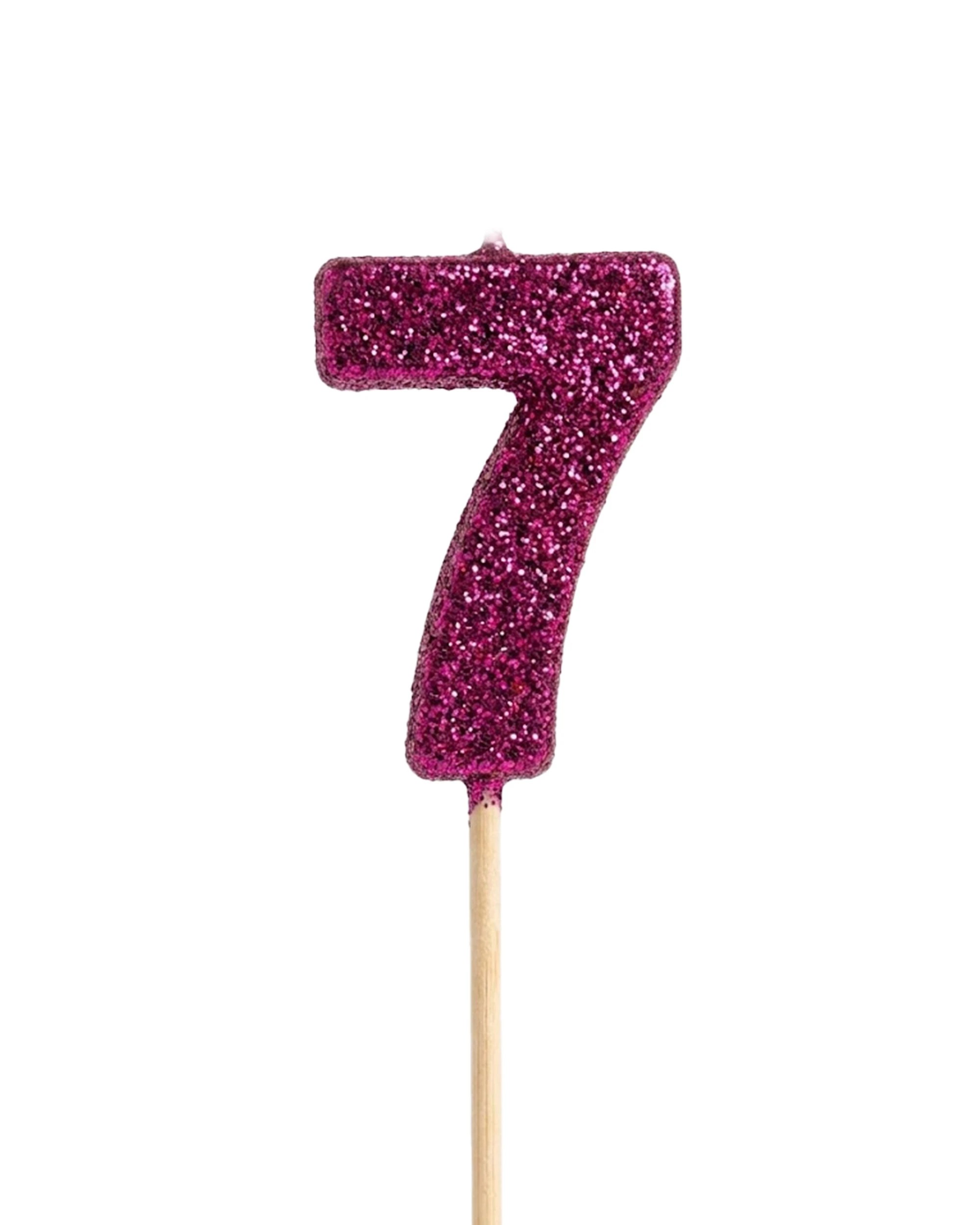 1 Alpen Candle Glitter Long Stick Number 7 Party Decoration - Pink, 1 of 2