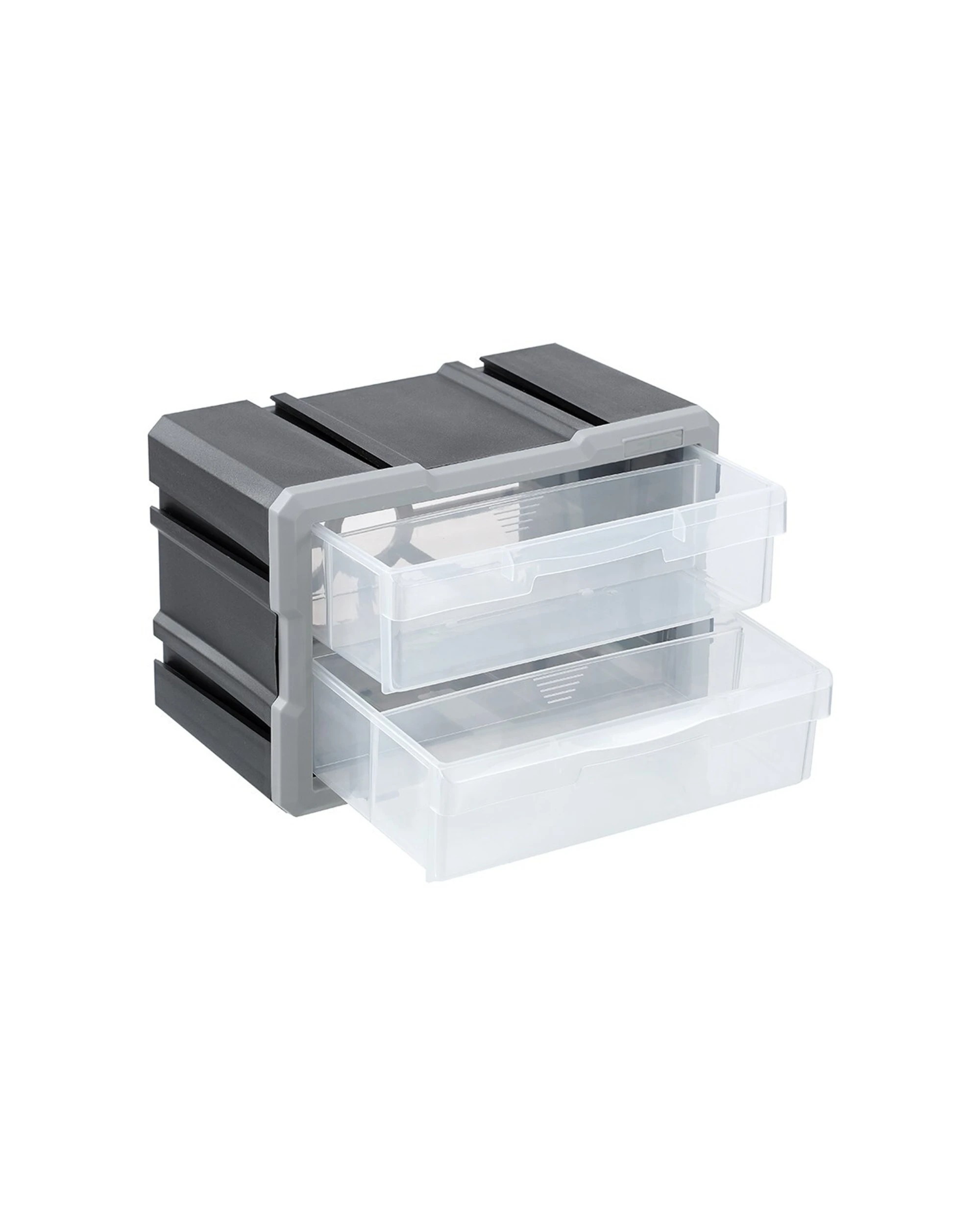 4 Boxsweden Garaz 2-Drawer Storage Organiser 29.5x19.5cm - Stackable Lock-In
 - grey, 4 of 5