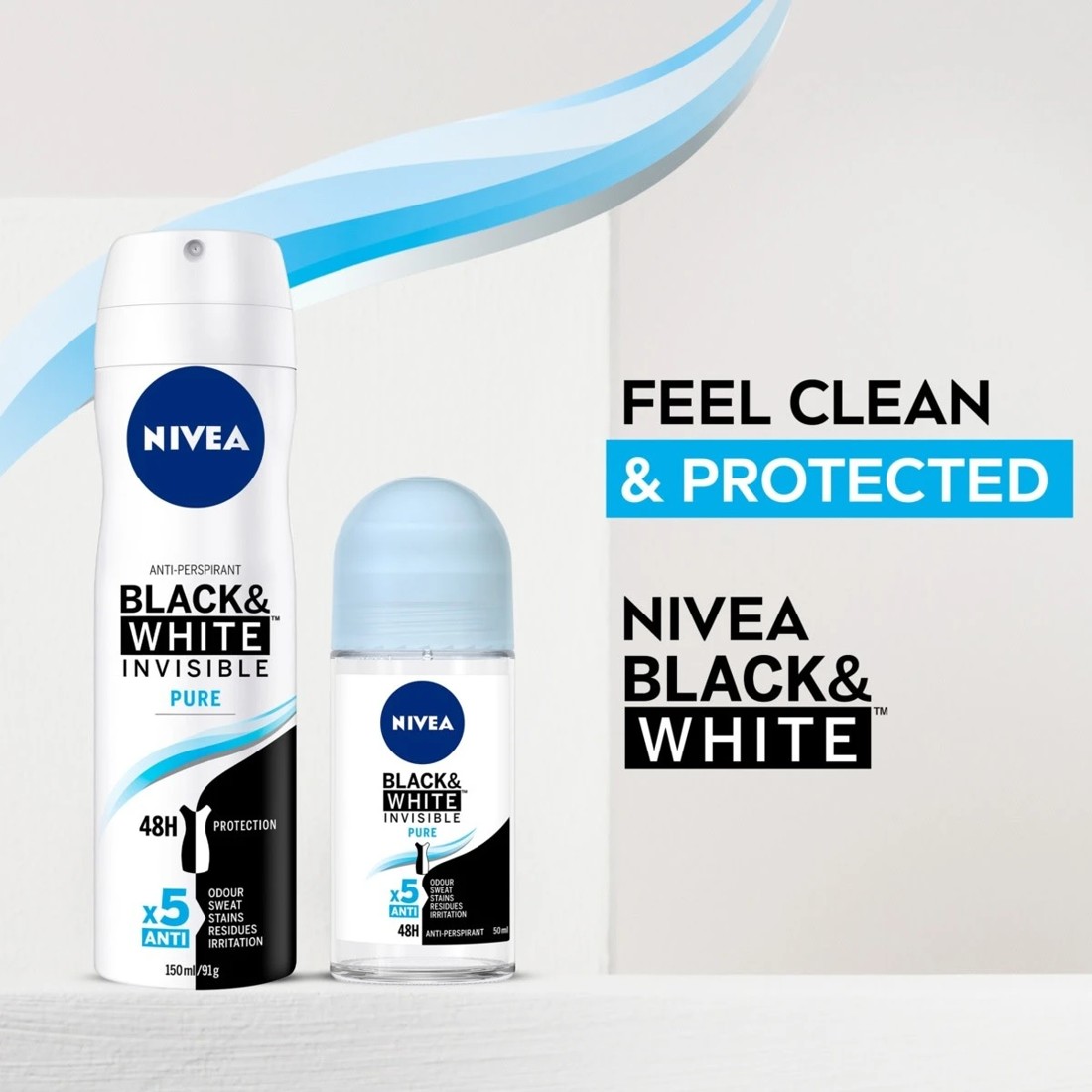 8 Nivea Invisible For Black & White Pure Anti-Perspirant Deodorant 150ml, 8 of 8
