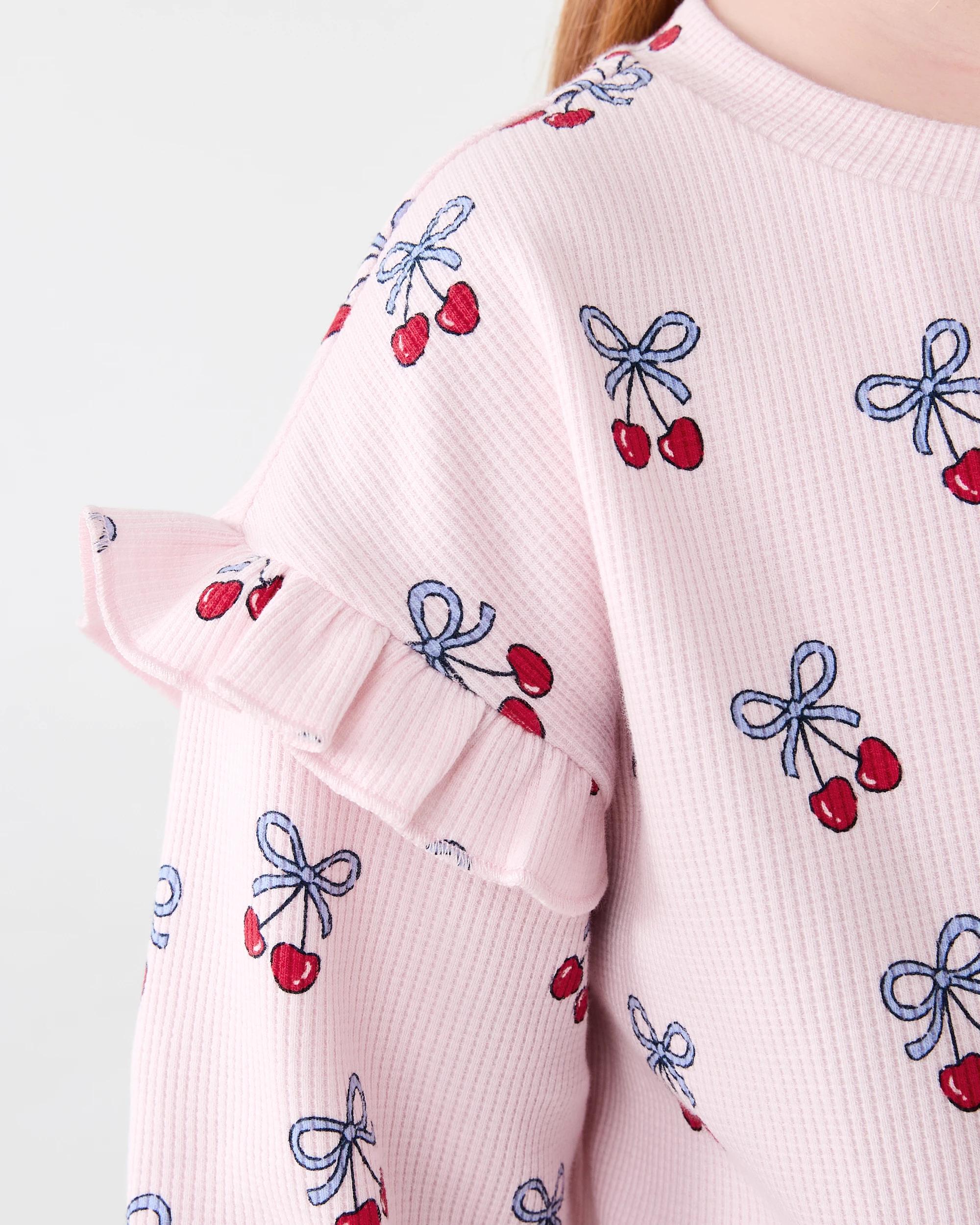 5 Waffle Pyjama Set Pnk Cherry, 5 of 7