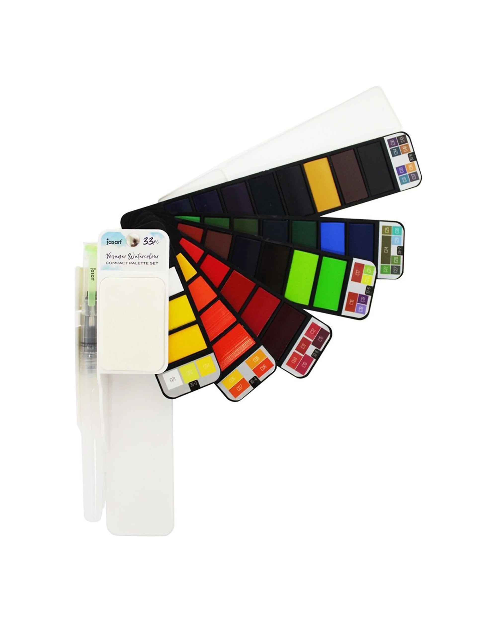 1 Jasart Voyager 33 Watercolour Compact Palette Set With Brush - Multi, 1 of 2