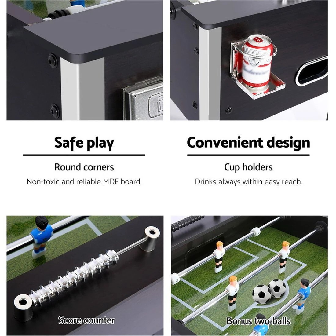 4 Everfit 5FT Soccer Table Foosball Football Game Home Family Party Gift Playroom - Black, 4 of 8
