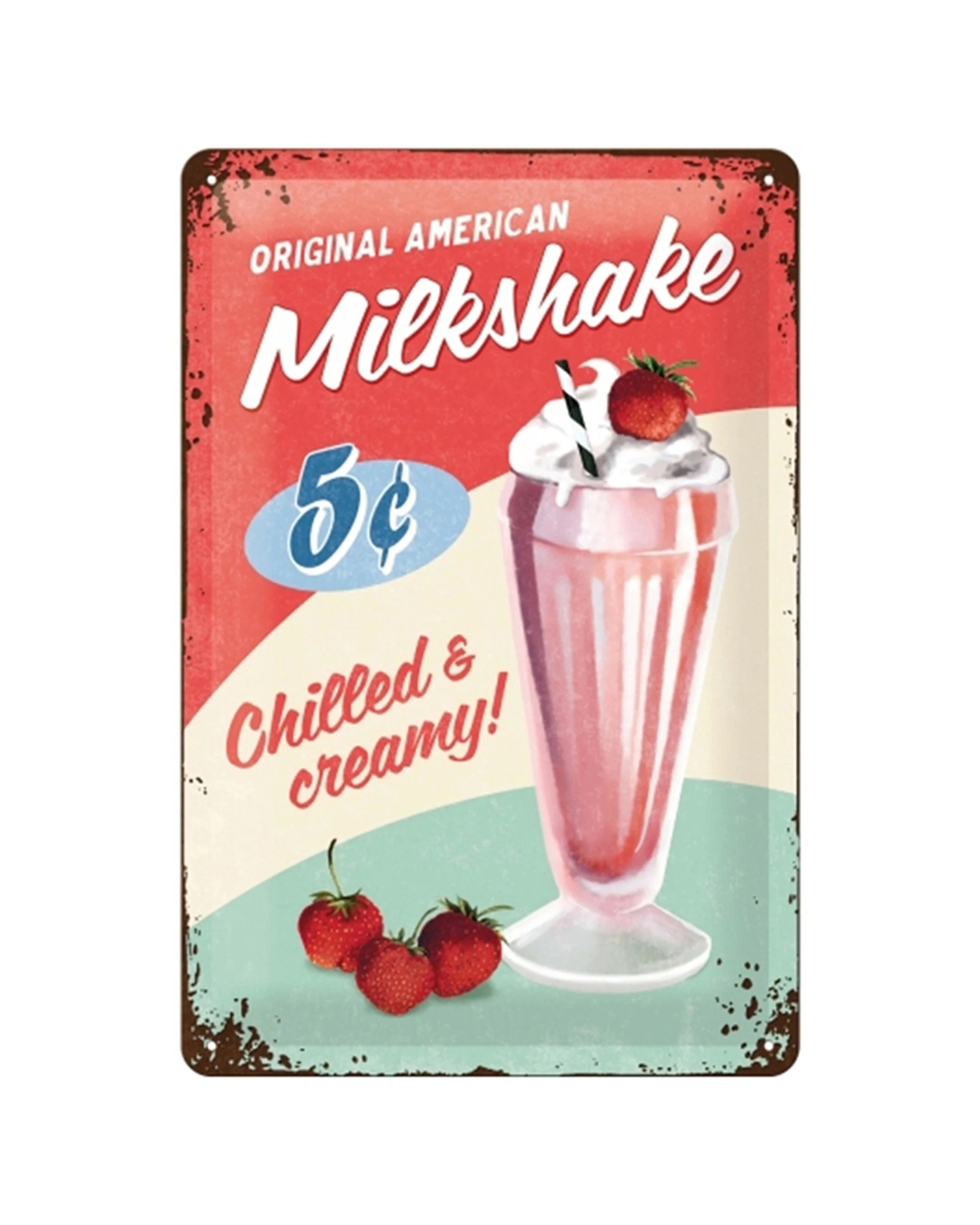 1 Nostalgic-Art Medium 20x30cm Metal Wall Art Sign Plaque - Milkshake - Multi, 1 of 4