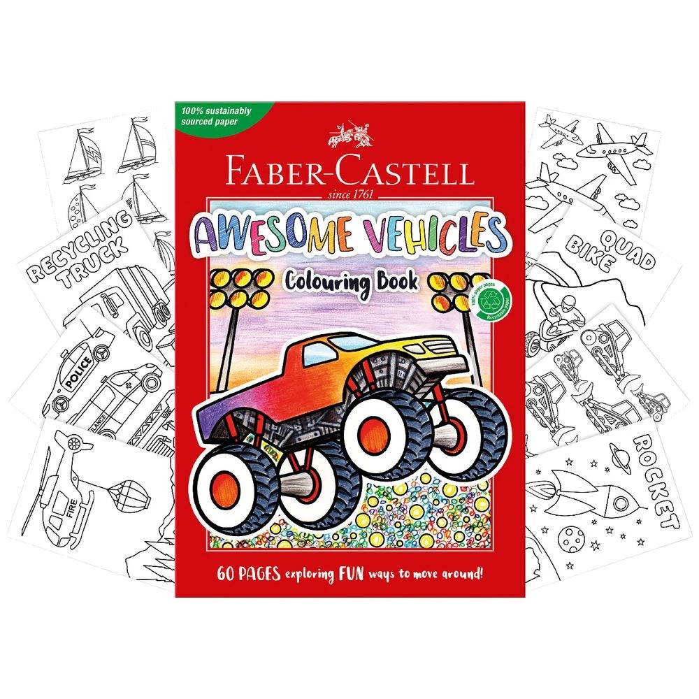 3 Faber-Castell Vehicles On The Go Colouring Book 60 Pages, 3 of 3