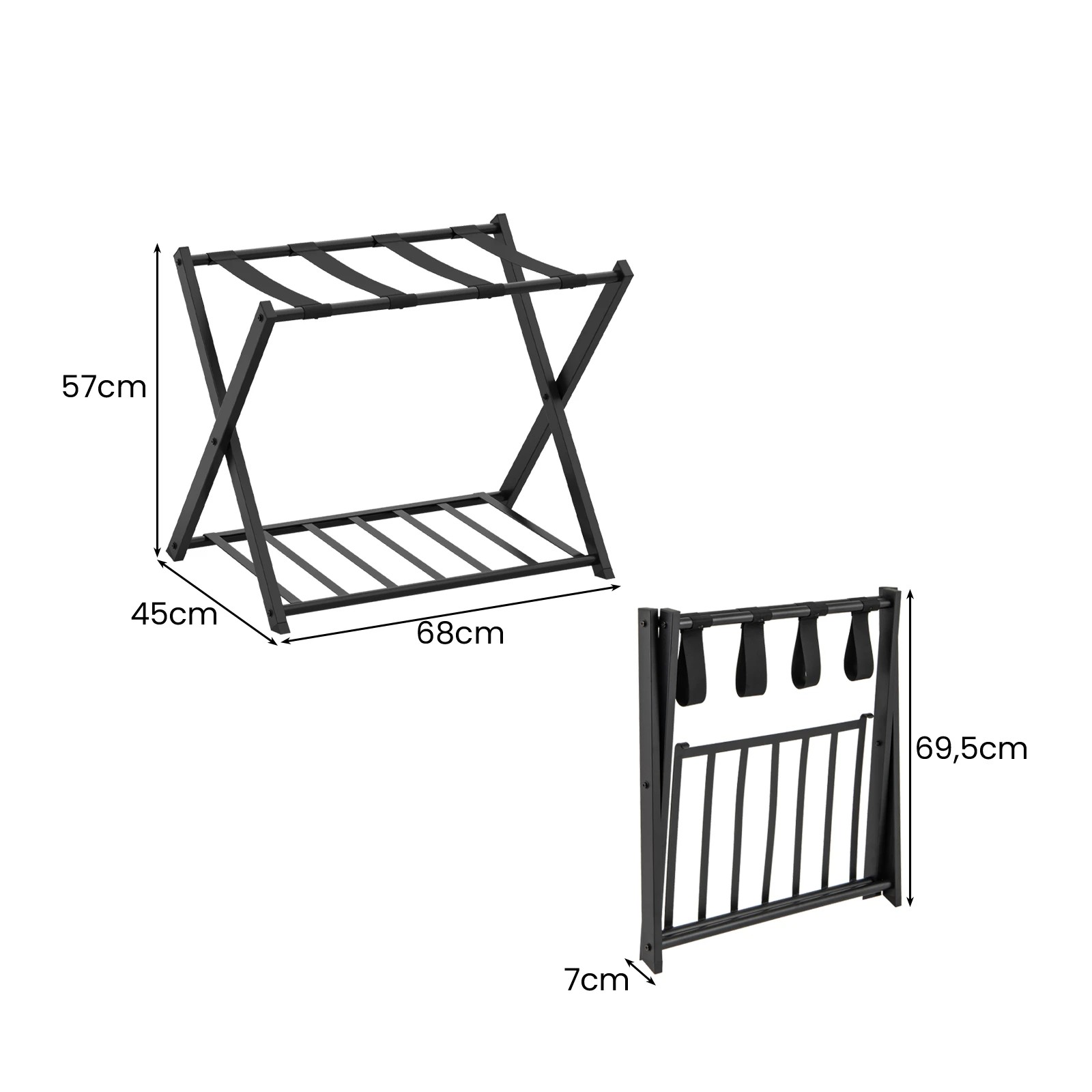 5 Costway 2-Tier Folding Luggage Rack Iron Suitcase Stand w/Shelf Bag Suitcase Storage - Black, 5 of 5