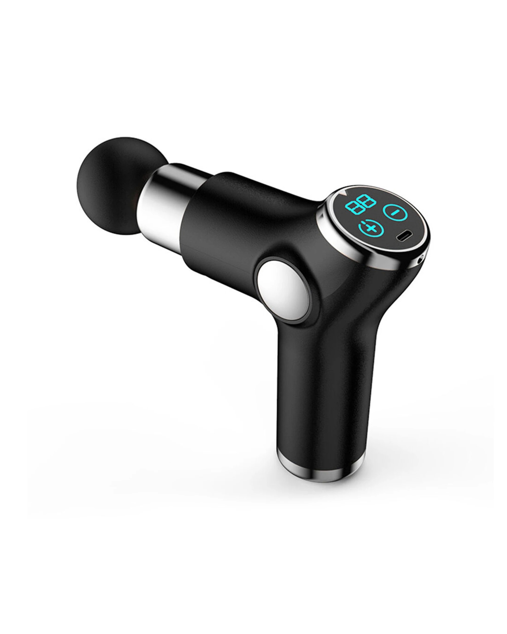 1 FITSMART 6 Level Mini Vibration Therapy Massage Gun USB Charging 4 Heads - Black, 1 of 10