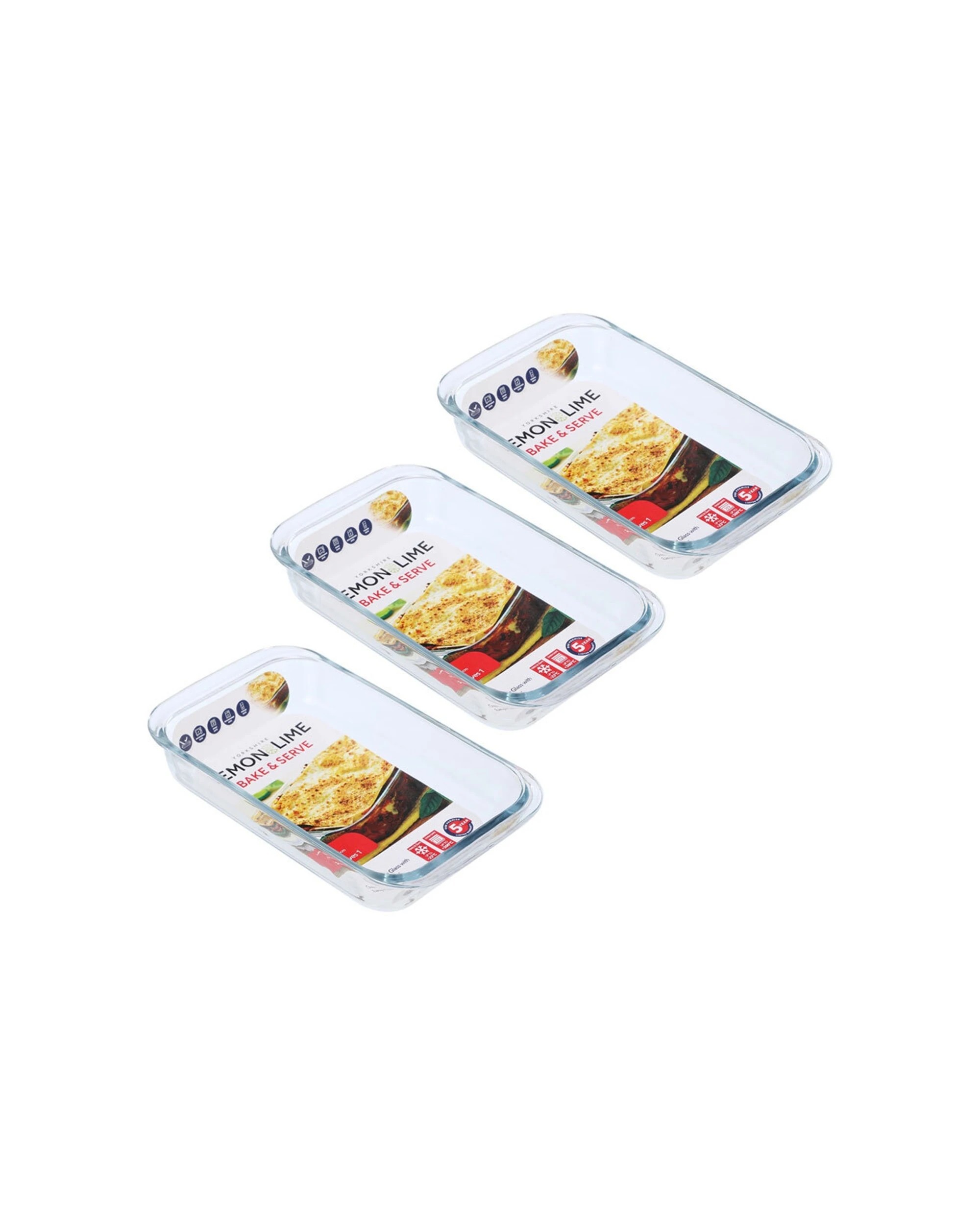 1 Lemon & Lime 3pk Yorkshire Glass Bakeware Rectangle 1l Oven Safe - Clear, 1 of 2
