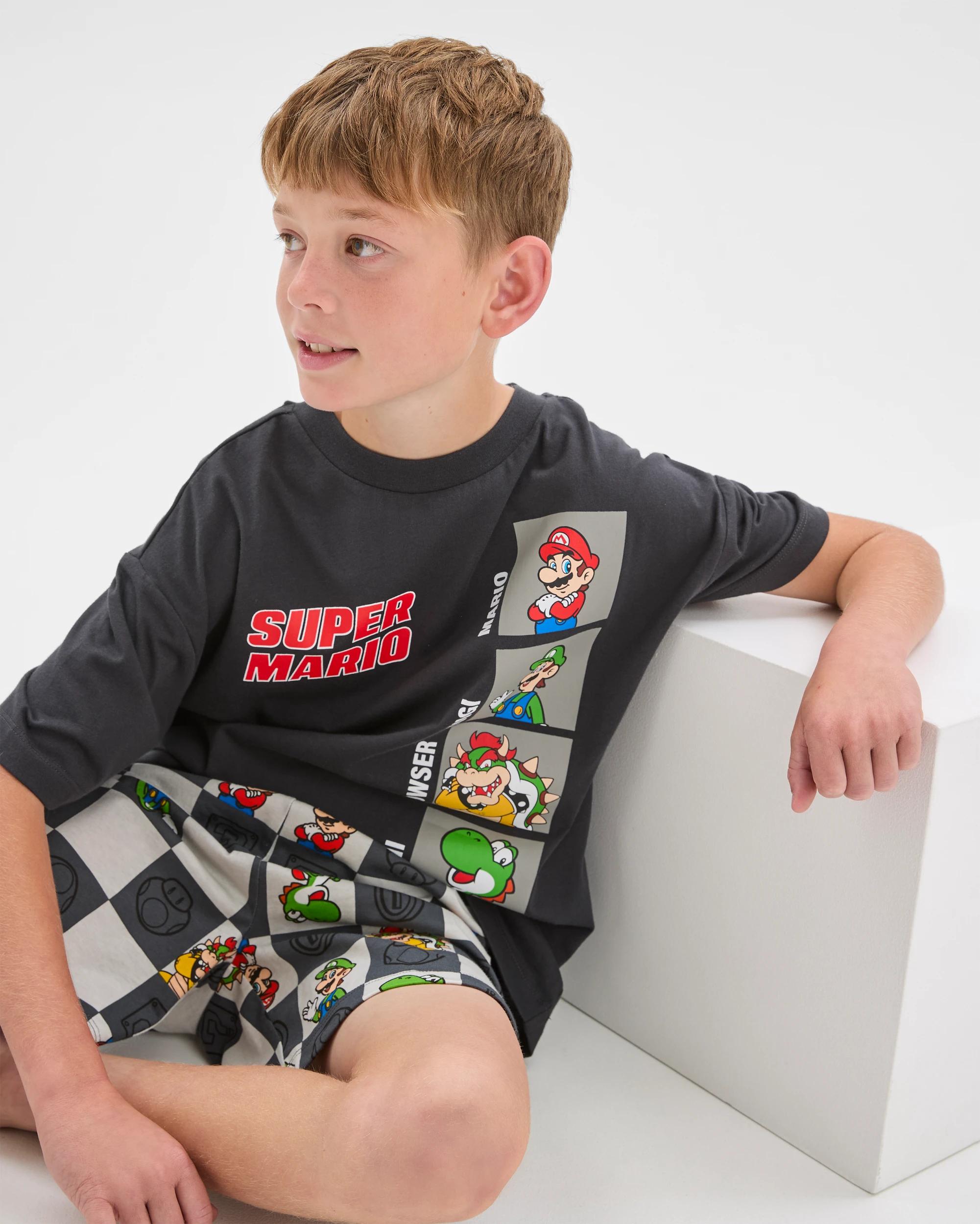 1 Super Mario Australian Cotton Older Boys Oversized Knit Pyjama Set MARIO, 1 of 7