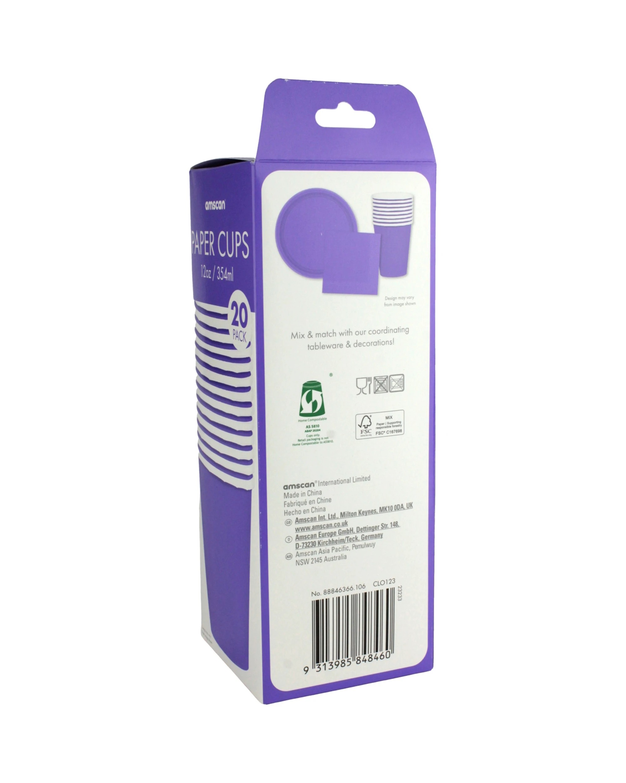 3 Amscan Paper Cups 354ml Pack of 20 - New Purple - New Purple, 3 of 3